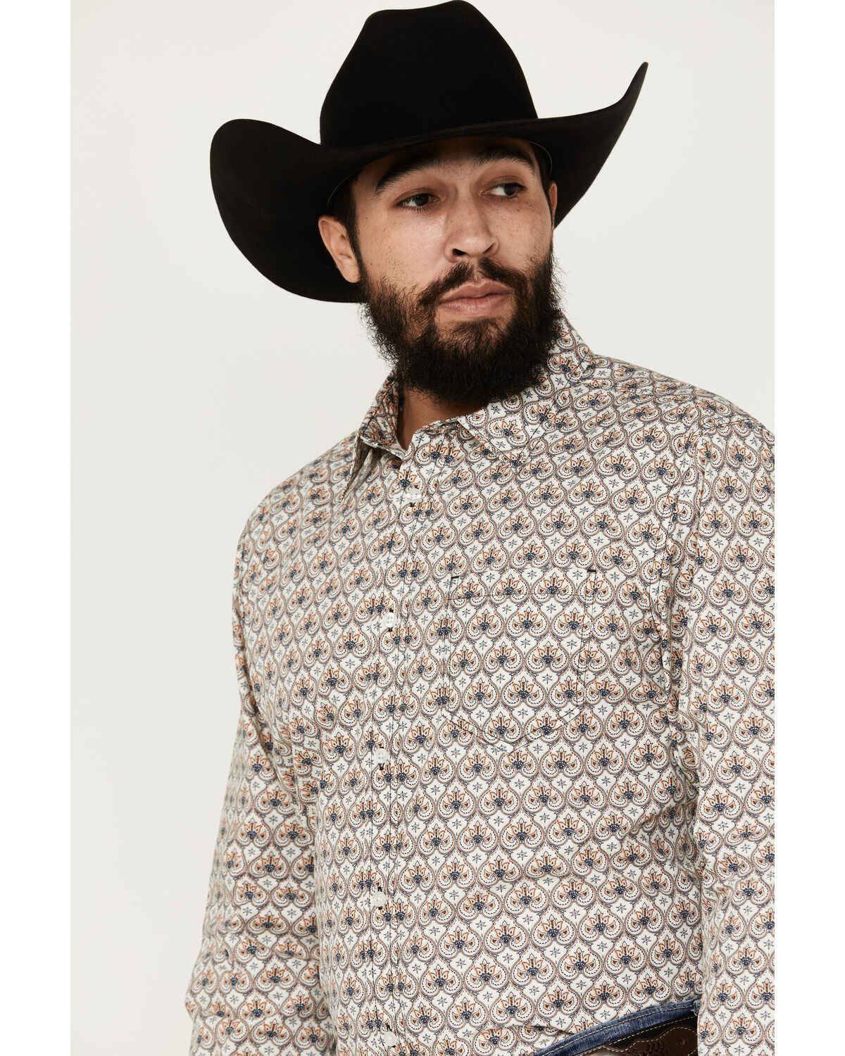 Gibson Trading Co Men's Groove Medallion Print Long Sleeve Button-Down Western Shirt