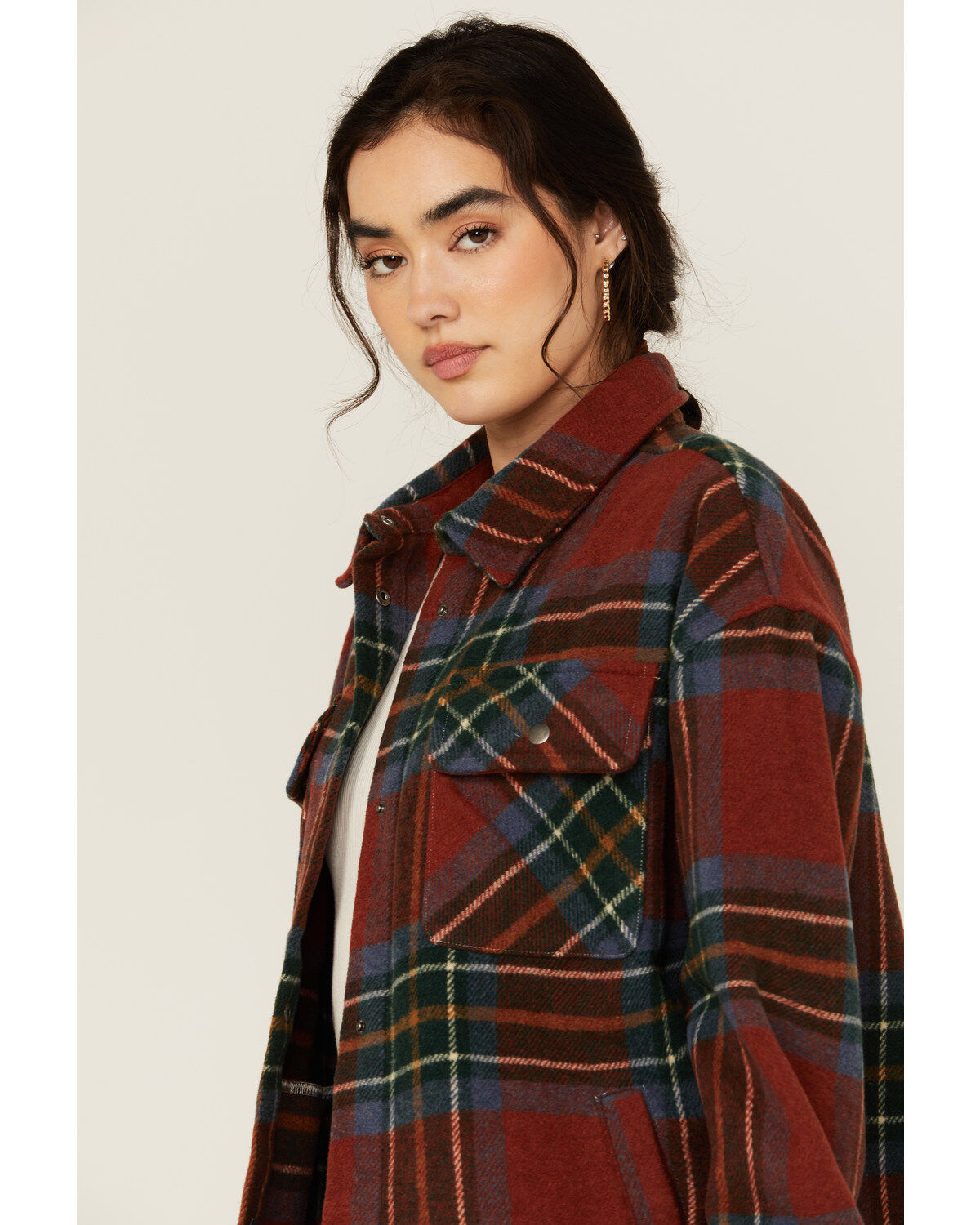 Fornia Women's Plaid Print Shacket