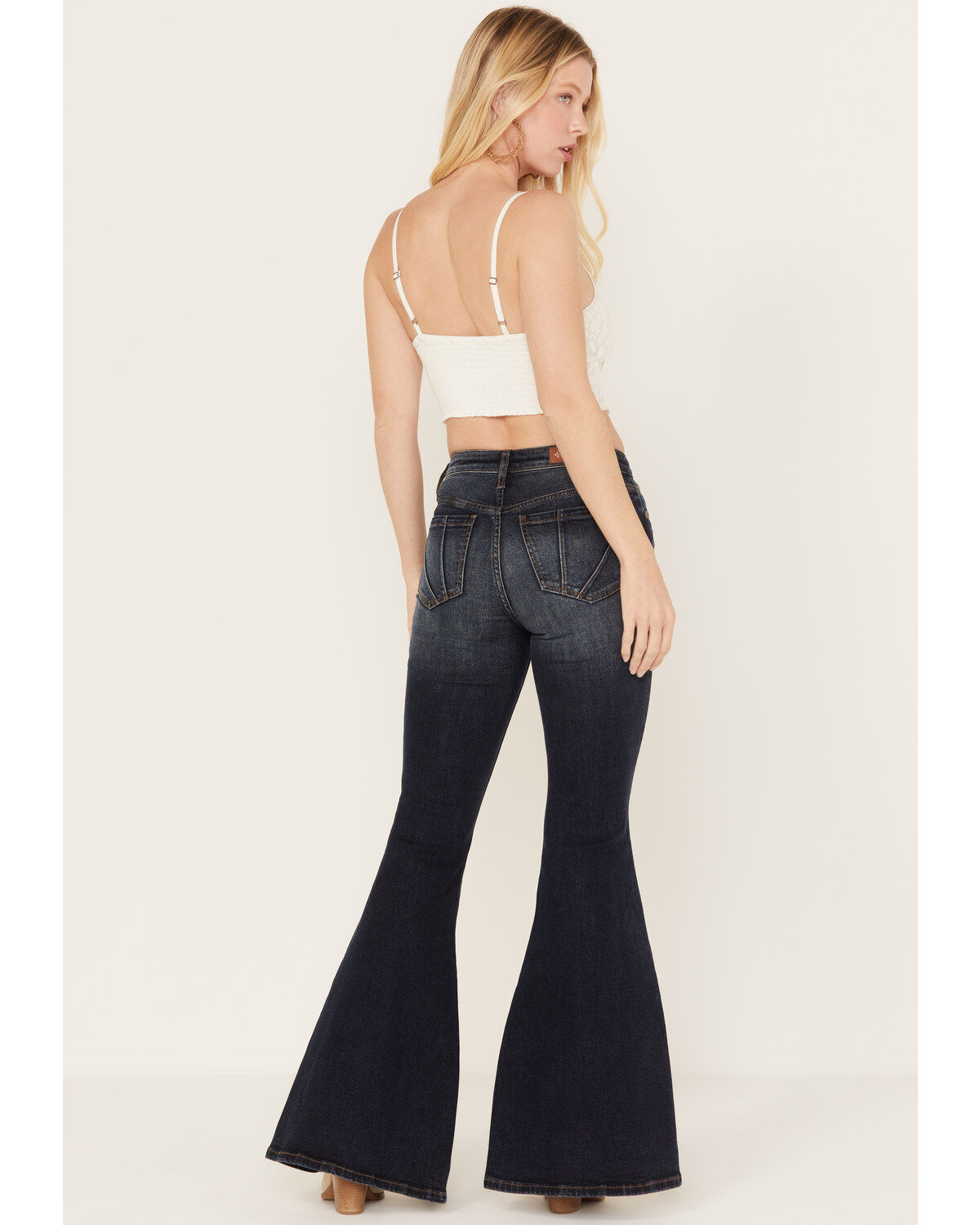 Shyanne Women's Dark Wash Mid Rise Slit Boot Cut Jeans