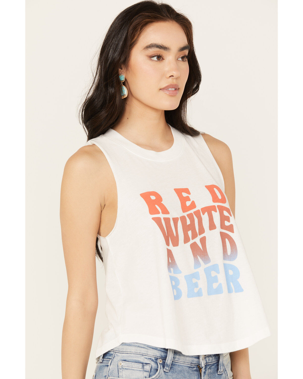 White Crow Women's Red, White and Beer Graphic Tank