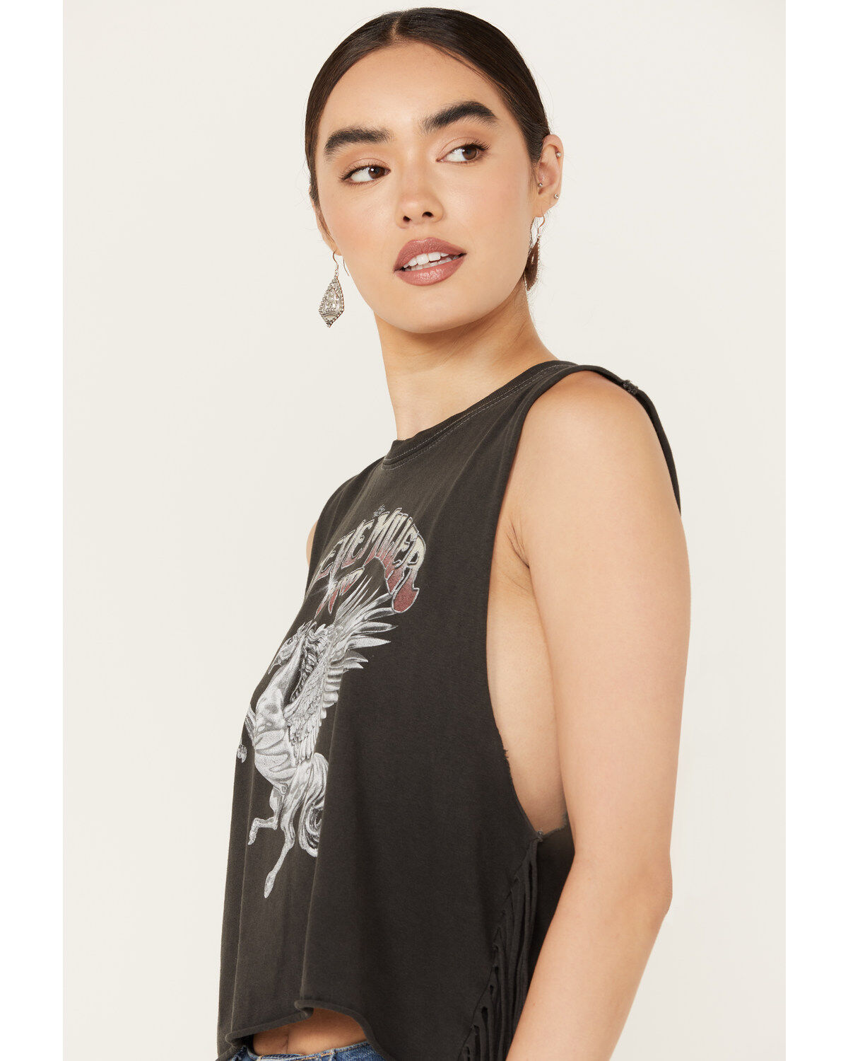 Goodie Two Sleeves Women's Steve Miller Band Fringe Sleeveless Graphic Tee