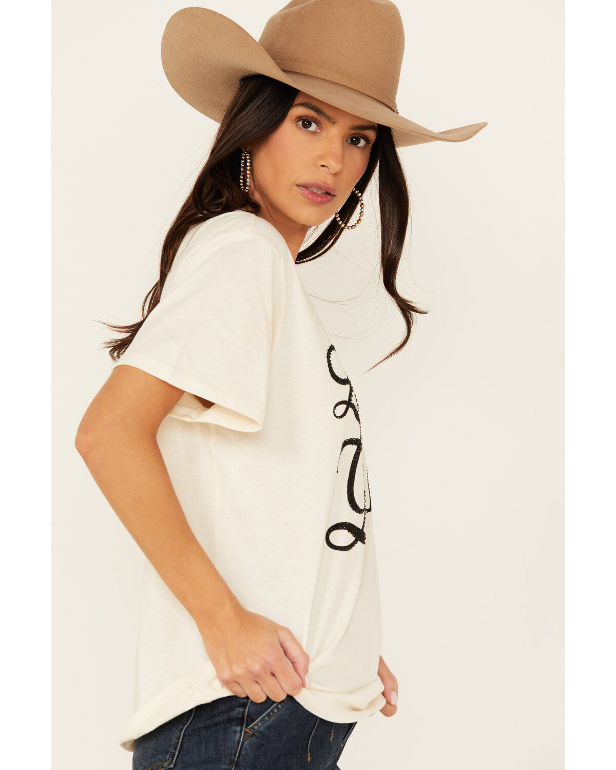 Blended Women's Let's Go Girls Rhinestone Short Sleeve Graphic Tee