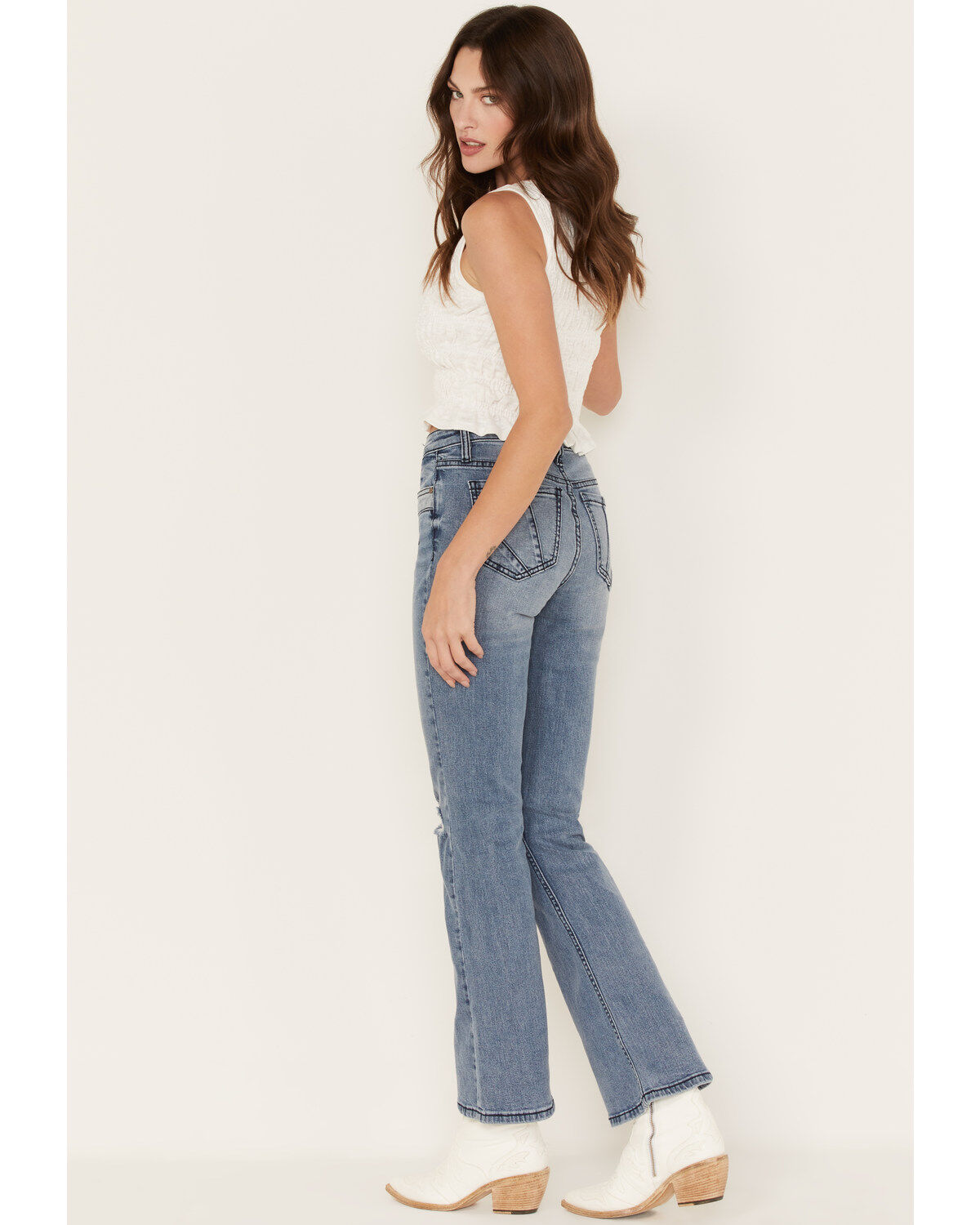 Shyanne Women's Contrast Patches Bootcut Jeans