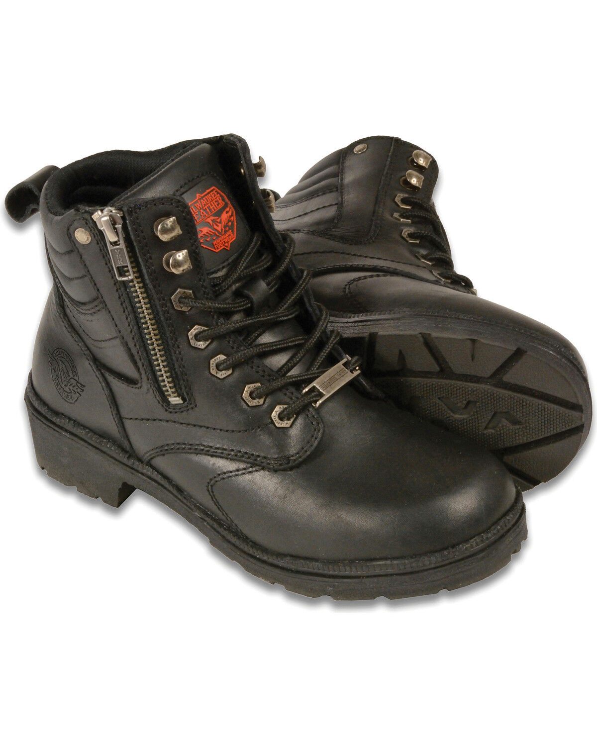 Milwaukee Leather Women's Side Zipper Boots - Round Toe - Wide
