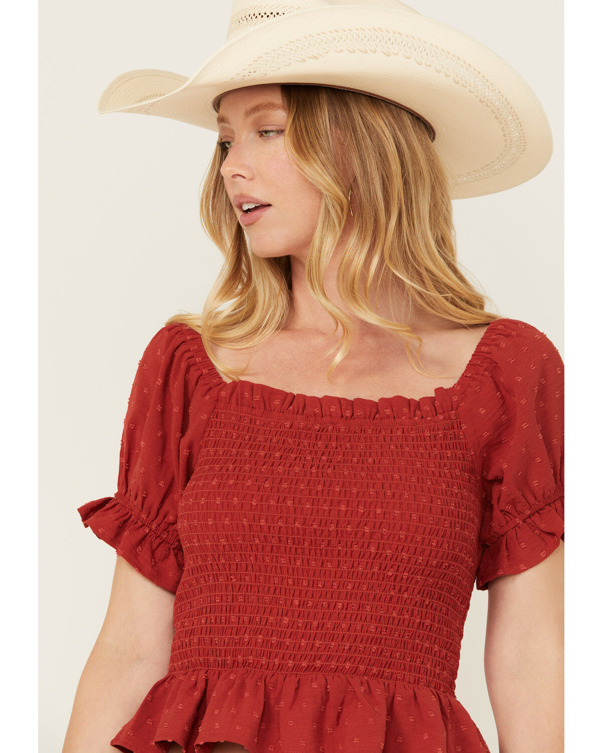 Wild Moss Women's Smocked Short Sleeve Shirt