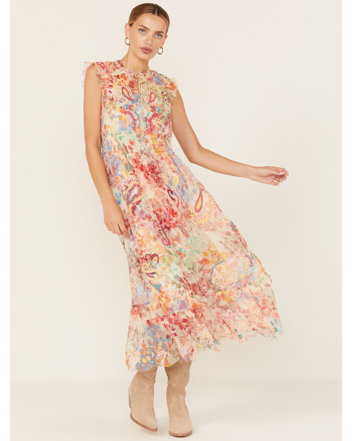 Johnny Was Women's Mazzy Tie Midi Dress