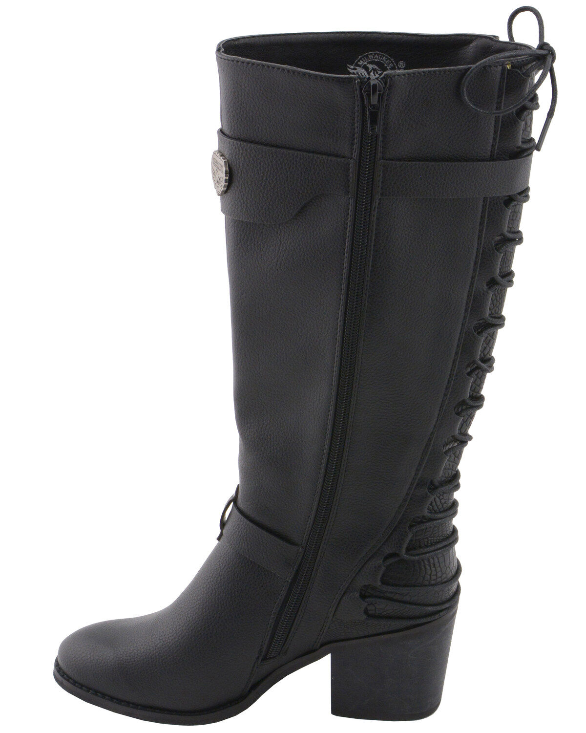 Milwaukee Leather Women's Back End Laced Riding Boots - Round Toe