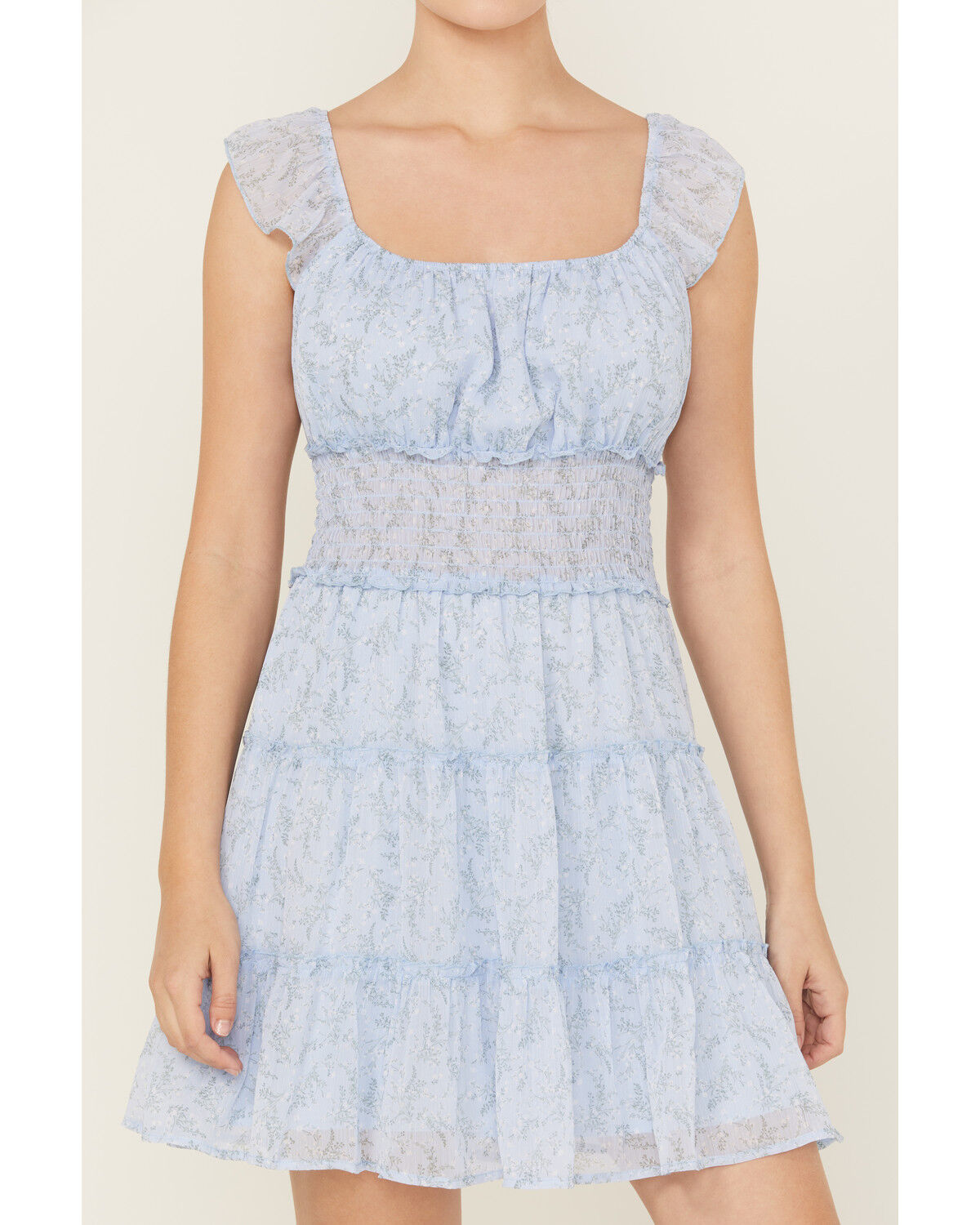 Ash & Violet Women's Floral Print Smocked Waist Mini Dress