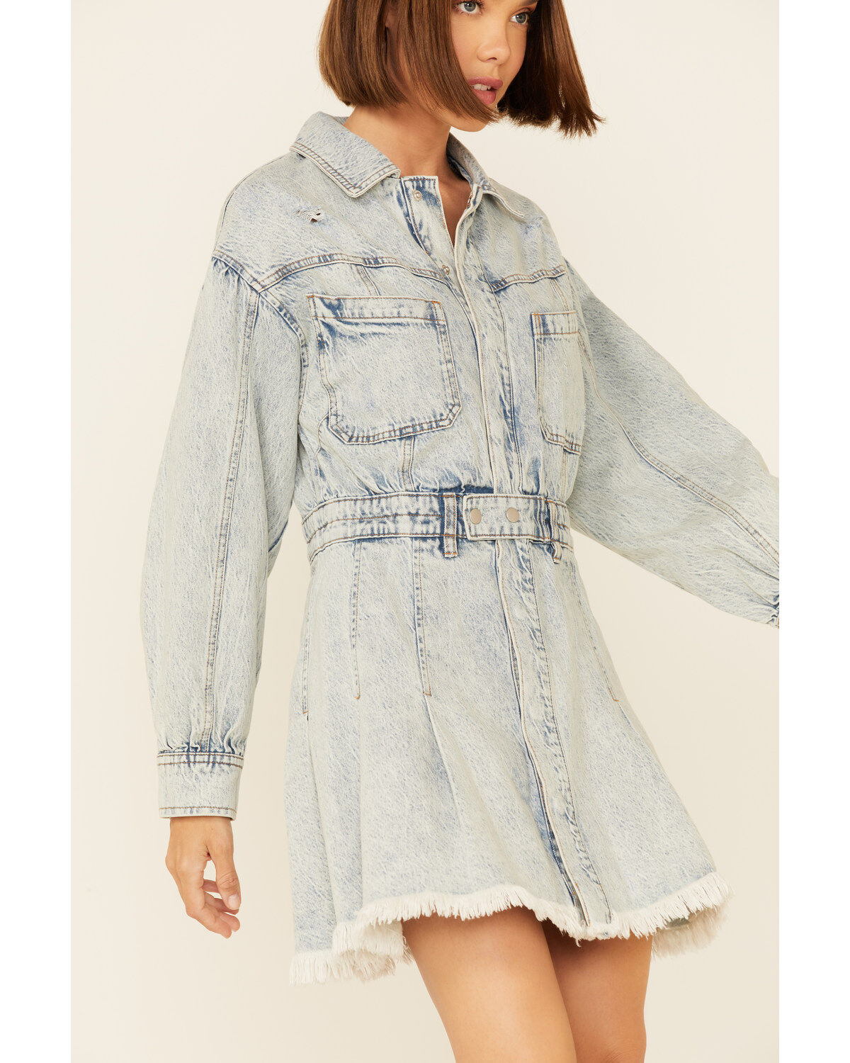 Free People Women's Chain of Command Denim Mini Dress