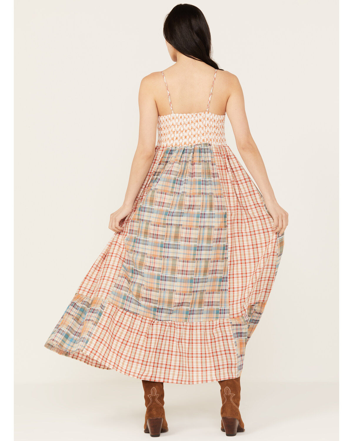 Miss Me Women's Plaid Print Sleeveless Maxi Dress