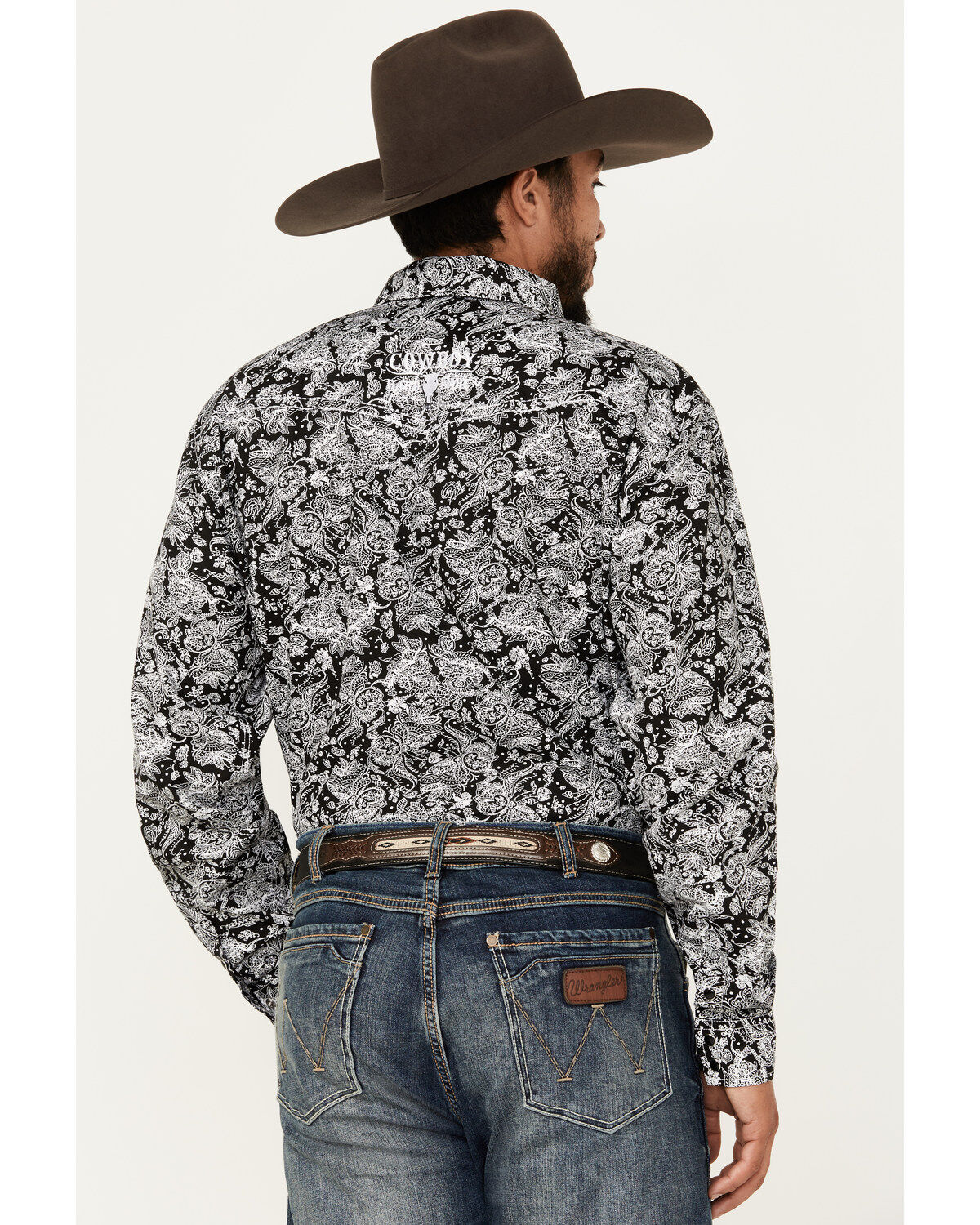 Cowboy Hardware Men's Floral Paisley Print Long Sleeve Snap Western Shirt