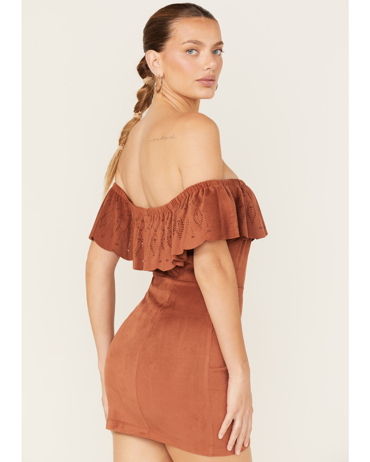 Shyanne Women's Off Shoulder Faux Suede Mini Dress