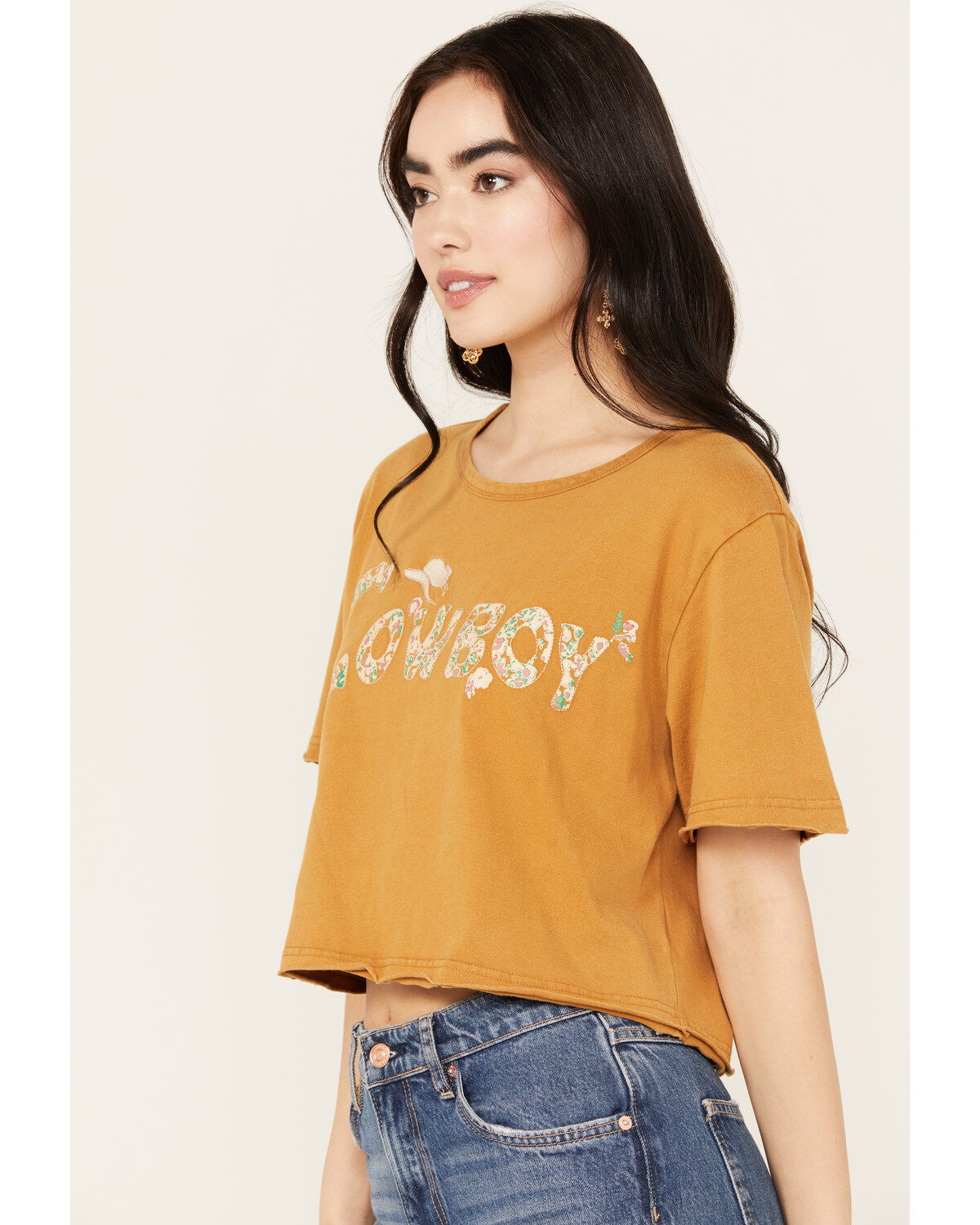 Miss Me Women's Boxy Fit Cowboy Short Sleeve Cropped Graphic Tee
