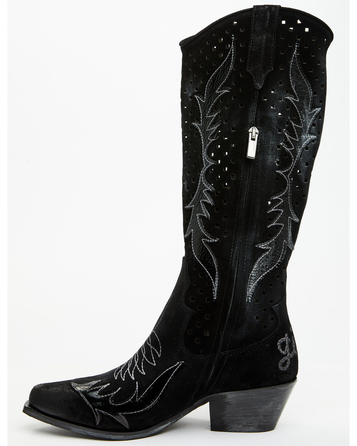 Italian Cowboy Women's Perforated Tall Western Boots - Snip Toe