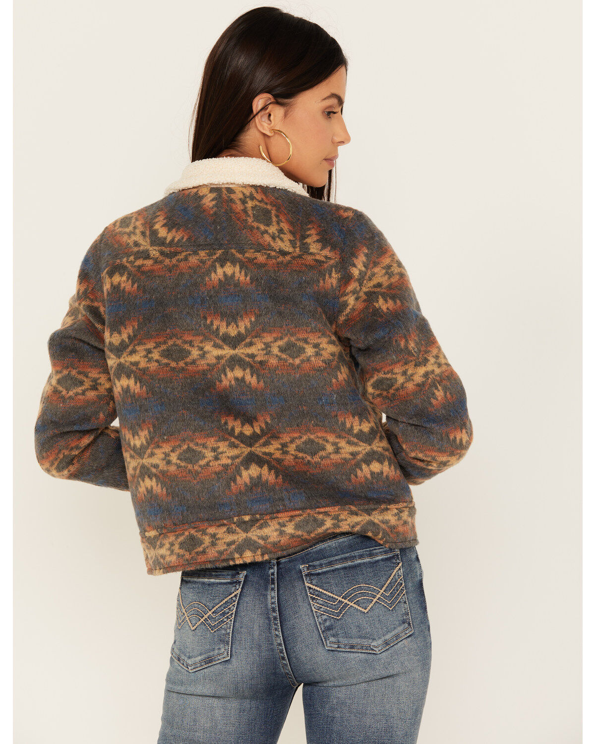 Rock & Roll Denim Women's Southwestern Print Sherpa Jacket