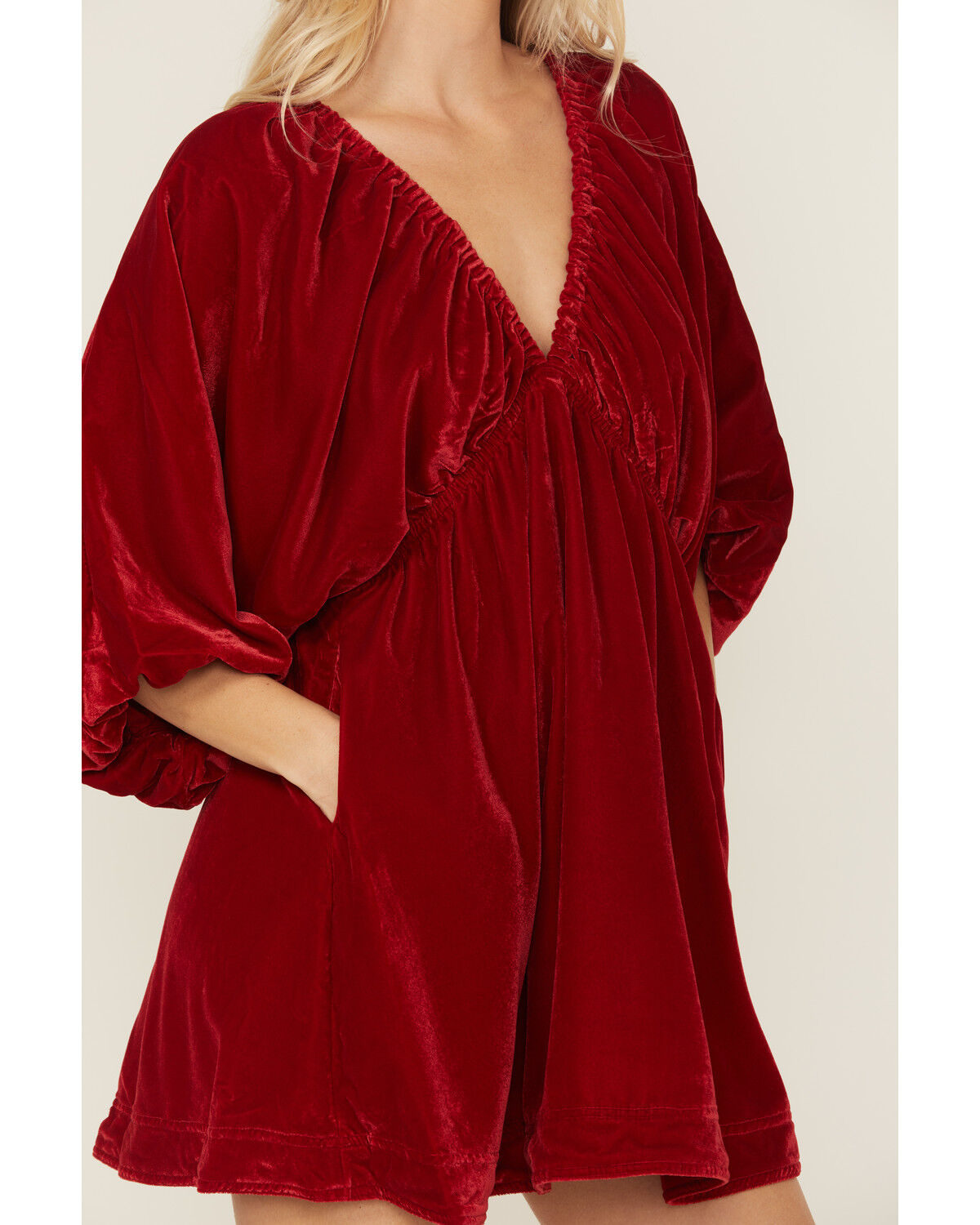 Free People Women's Portia Velvet Long Sleeve Mini Dress