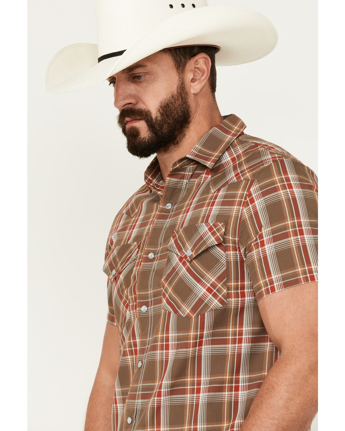 Pendleton Men's Frontier Plaid Print Short Sleeve Pearl Snap Western Shirt