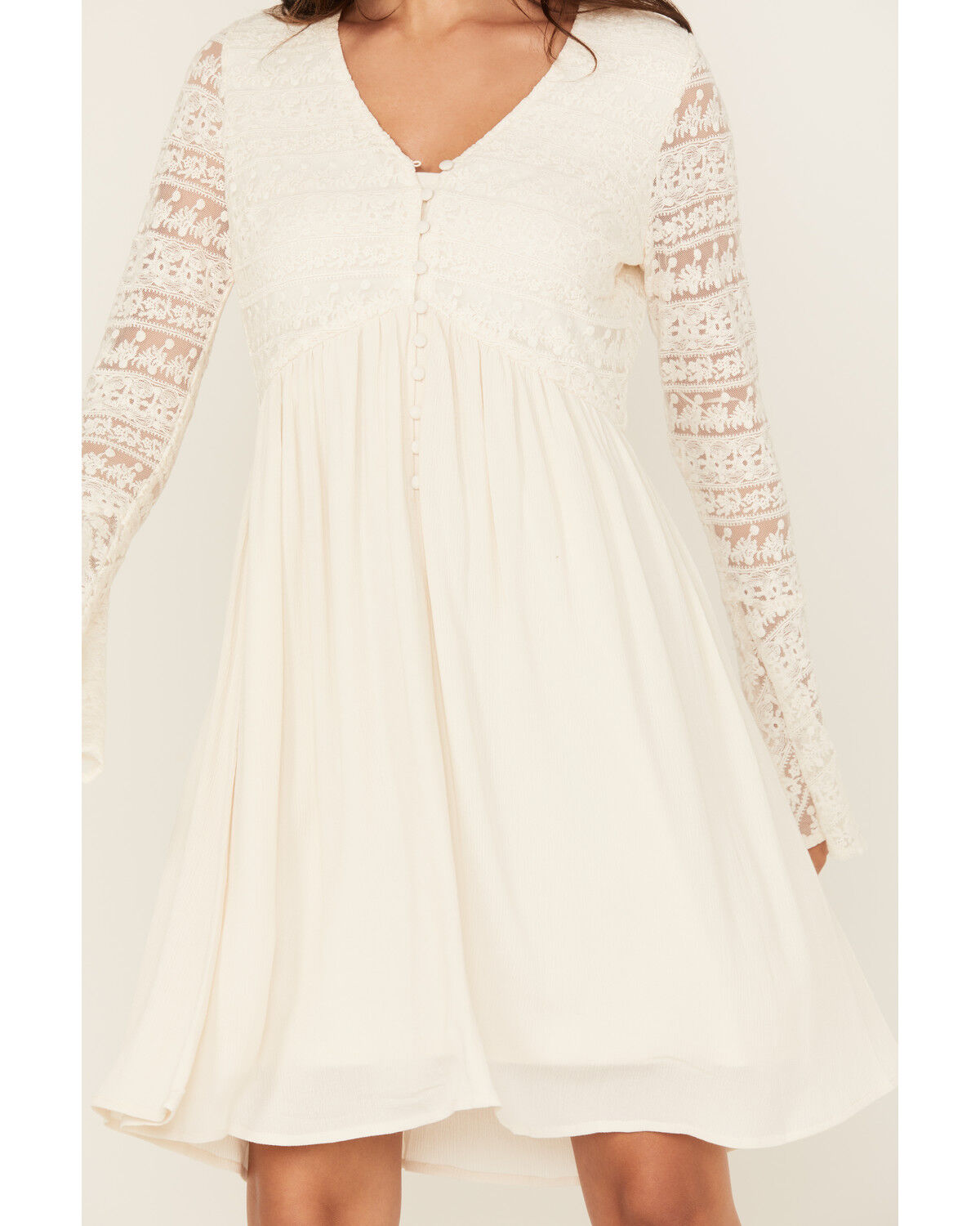 Shyanne Women's Lace Long Sleeve Button-Down Mini Dress