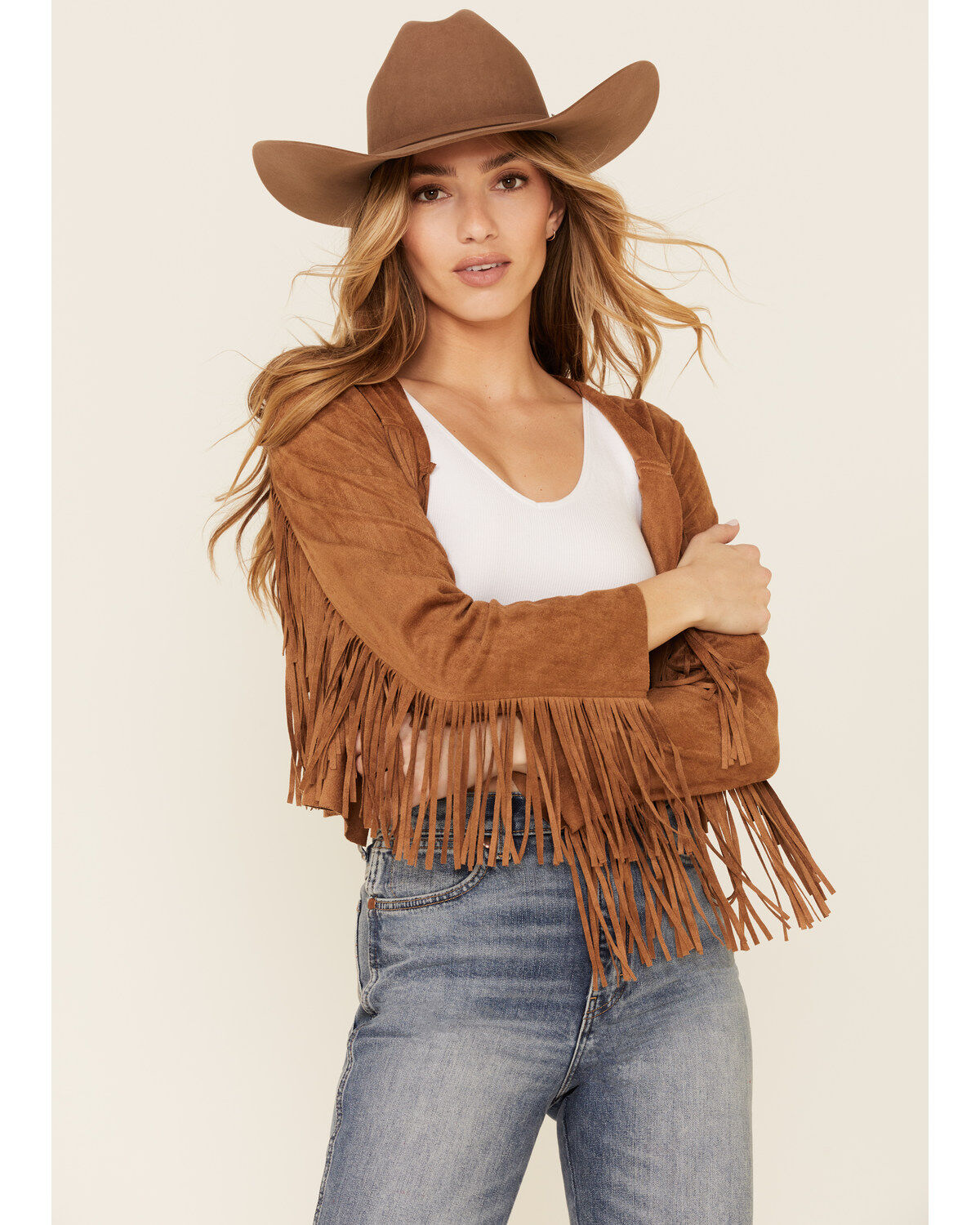 Vocal Women's Faux Suede Western Fringe Jacket