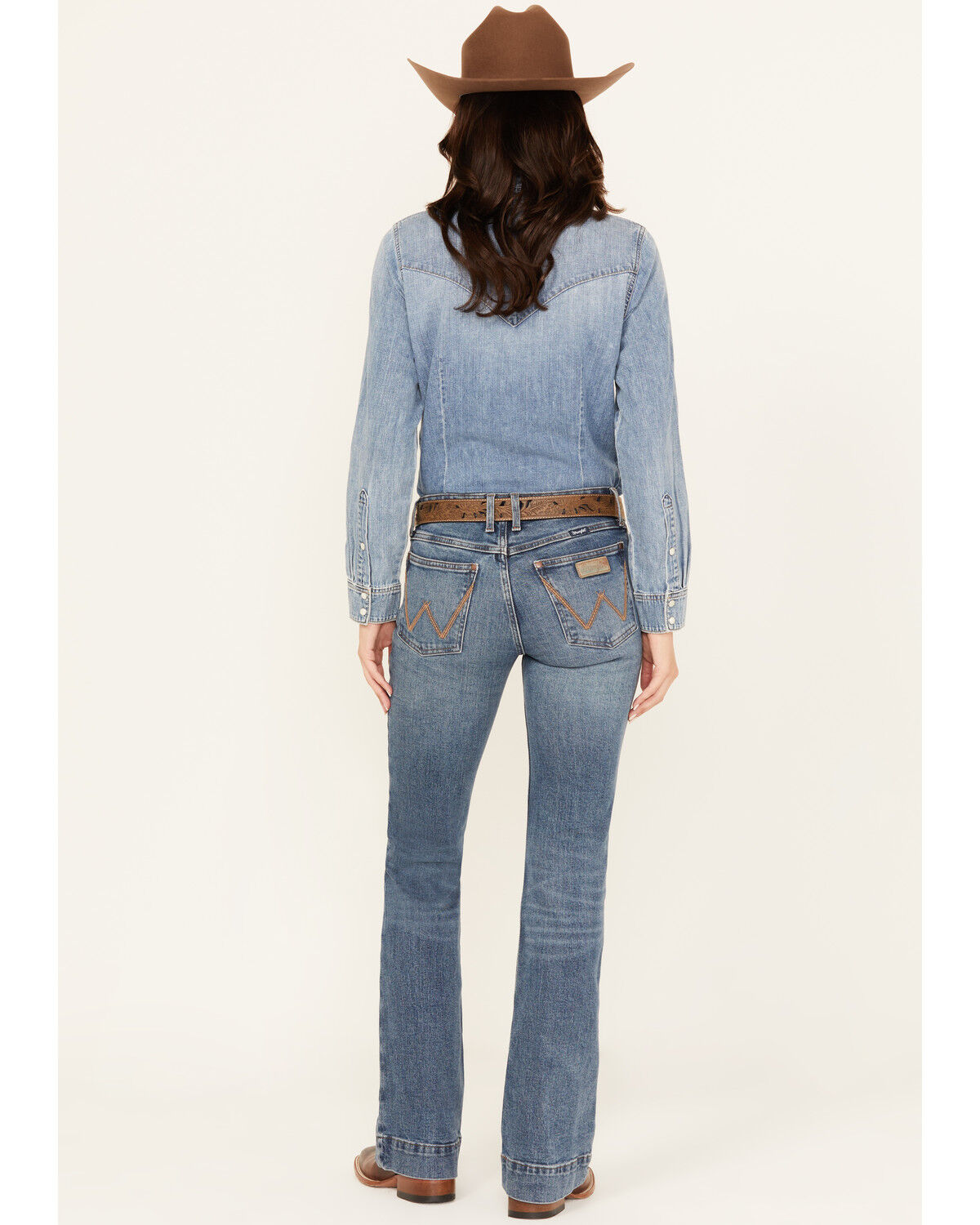 Wrangler Retro Women's Medium Wash Iris Mid Rise Trouser Stretch Denim Jeans