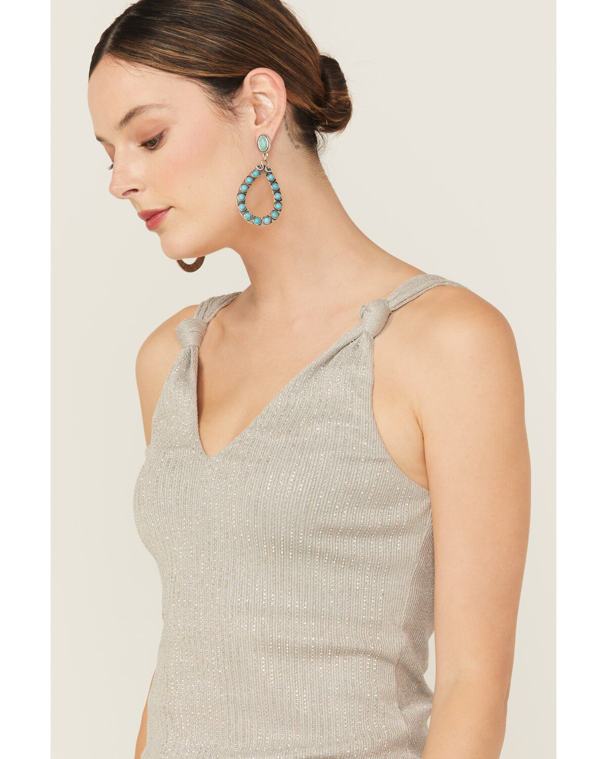 Miss Me Women's Rhinestone Knotted Sleeveless Tank Top