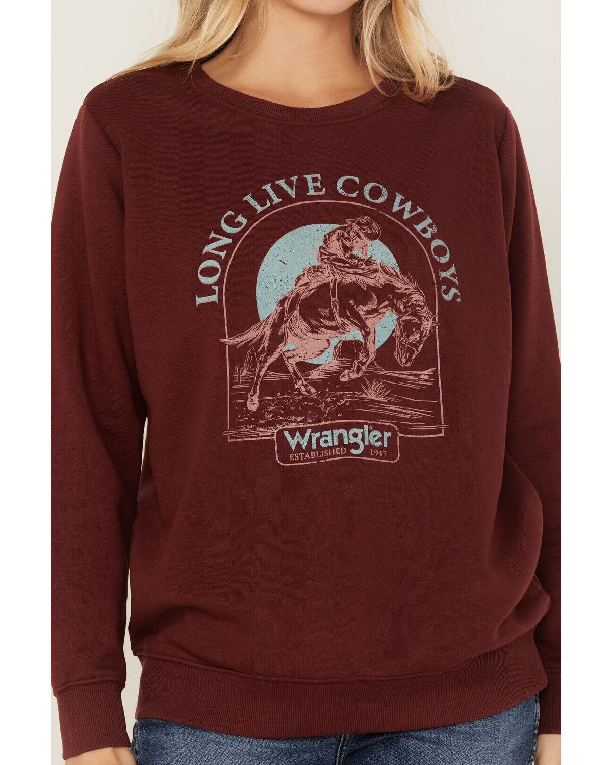 Wrangler Women's Boot Barn Exclusive Long Live Cowboys Graphic Crewneck