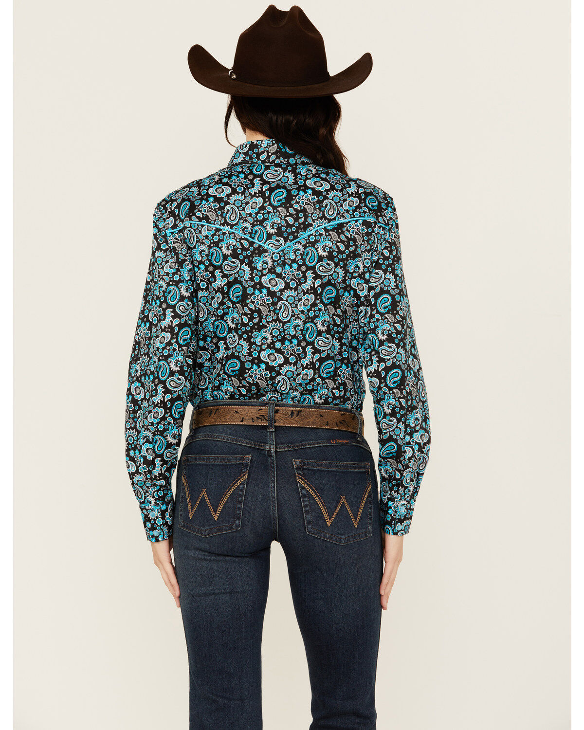 Cowgirl Hardware Women's Paisley Print Long Sleeve Snap Western Shirt