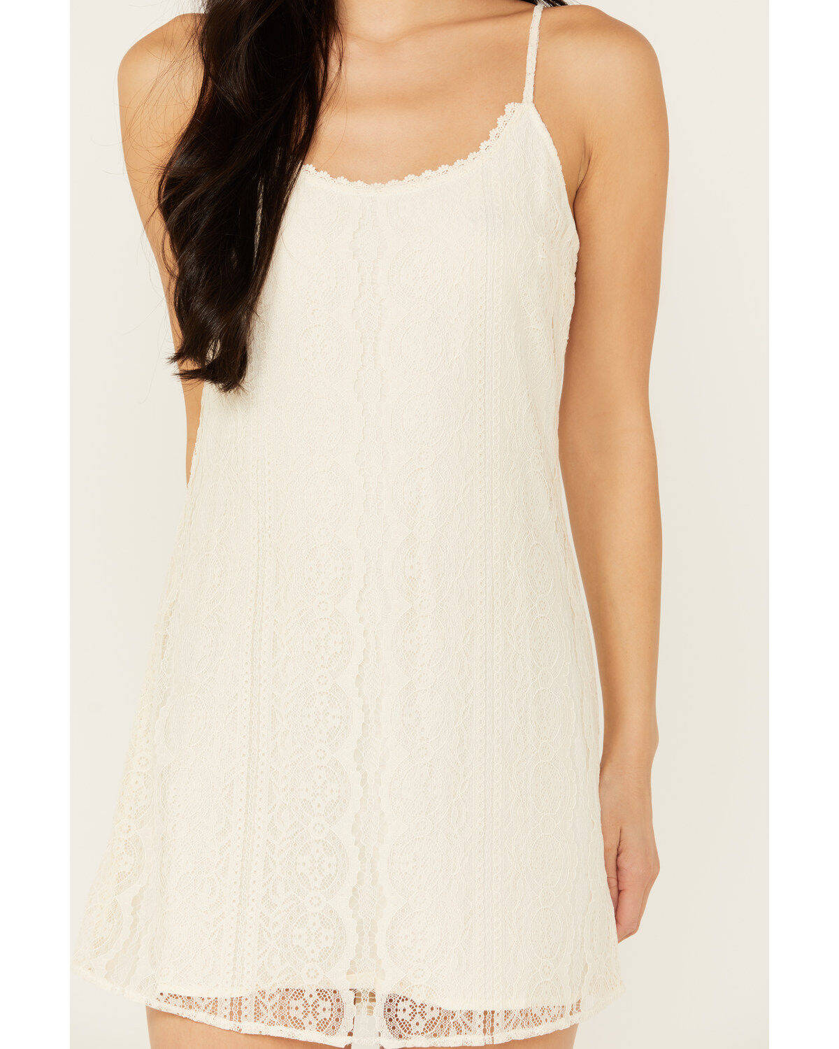Shyanne Women's Nylon Lace Mini Slip Dress