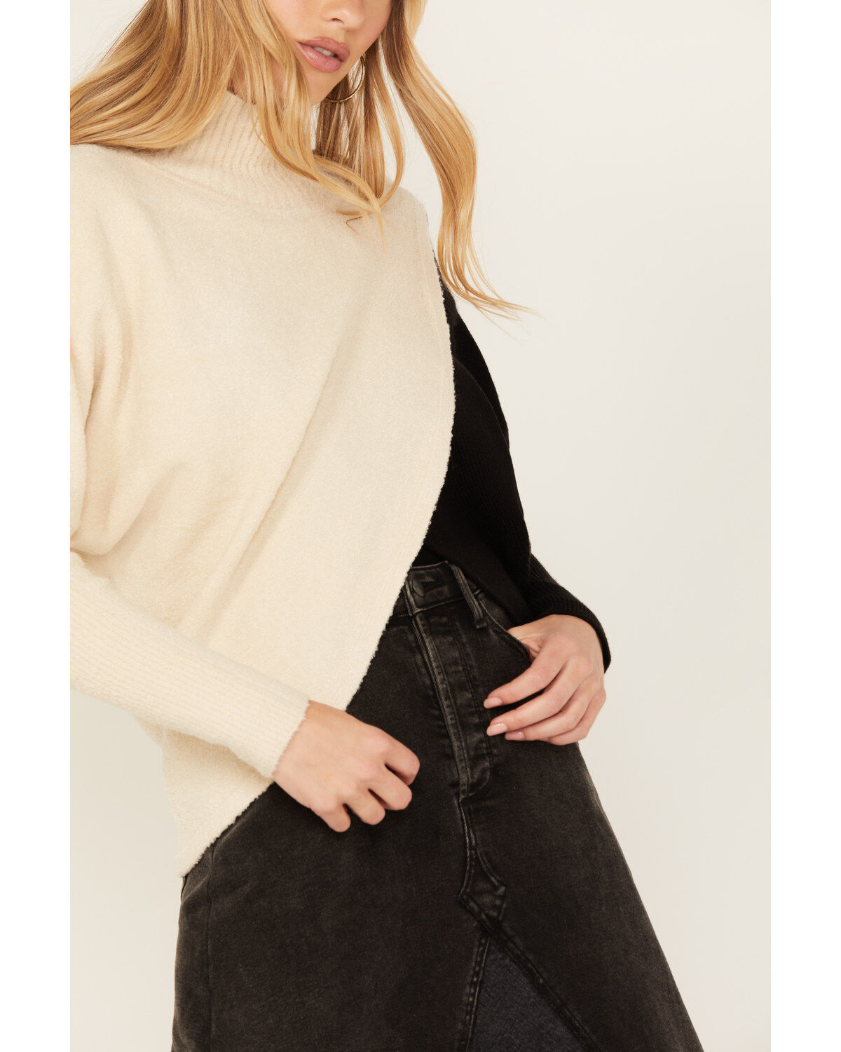 Revel Women's Cross Front Mock Neck Sweater