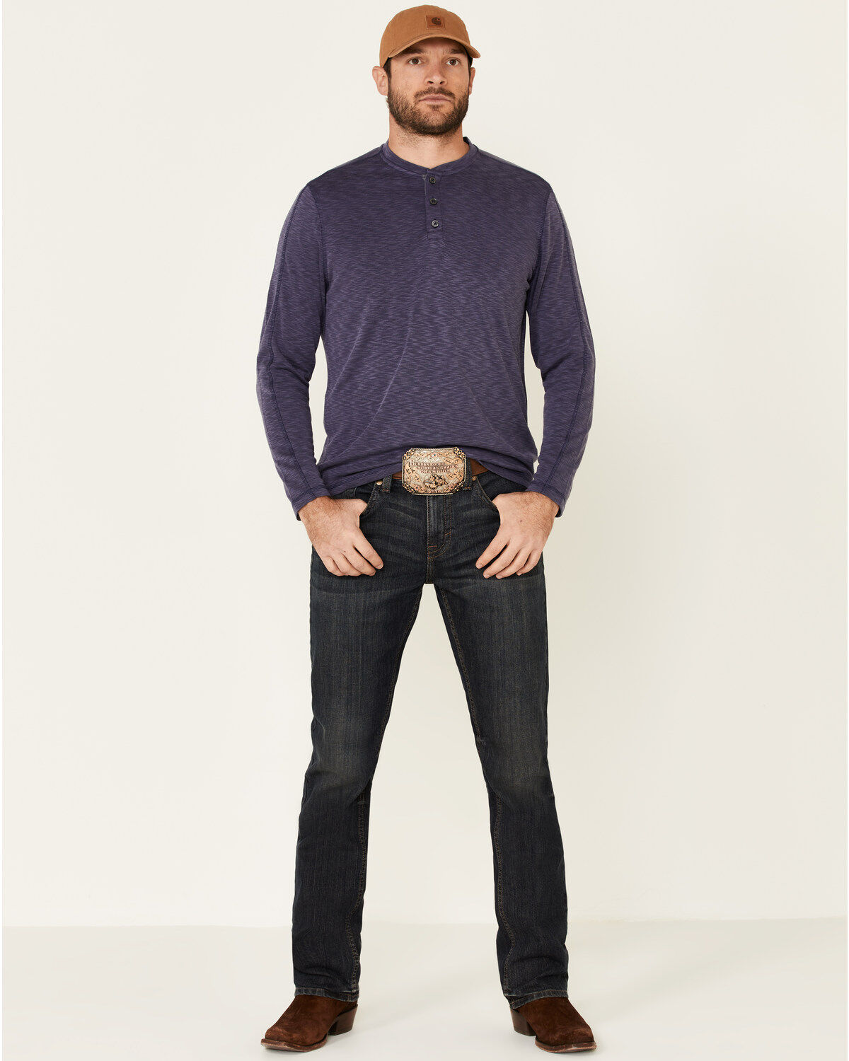 Flag & Anthem Men's Navy Gulfport Performance Slub Henley Long Sleeve Shirt