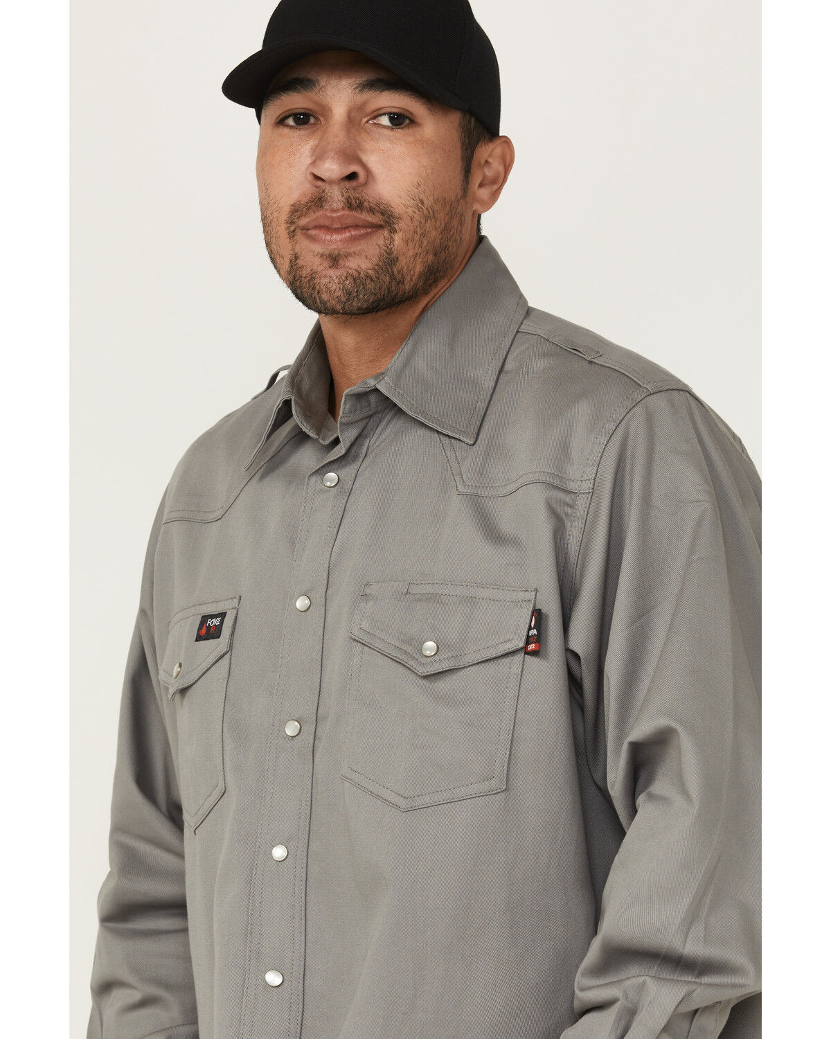 Forge Workwear Men's FR Solid Long Sleeve Snap Work Shirt