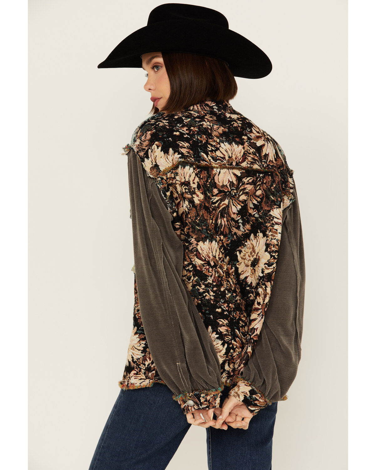 POL Women's Floral Long Sleeve Shacket