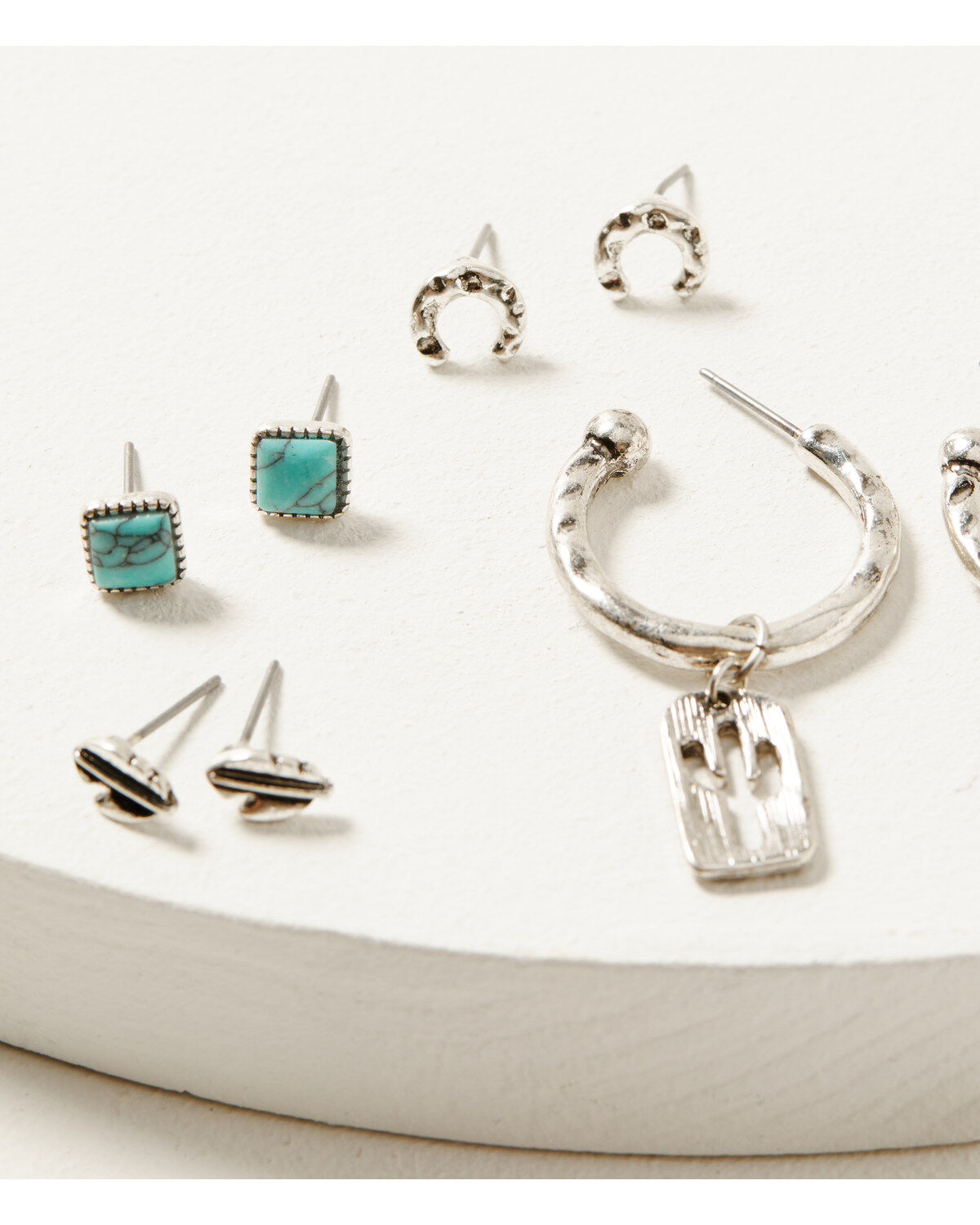 Shyanne Women's Moon & Cactus Turquoise Stone Earrings Set - 6-Piece