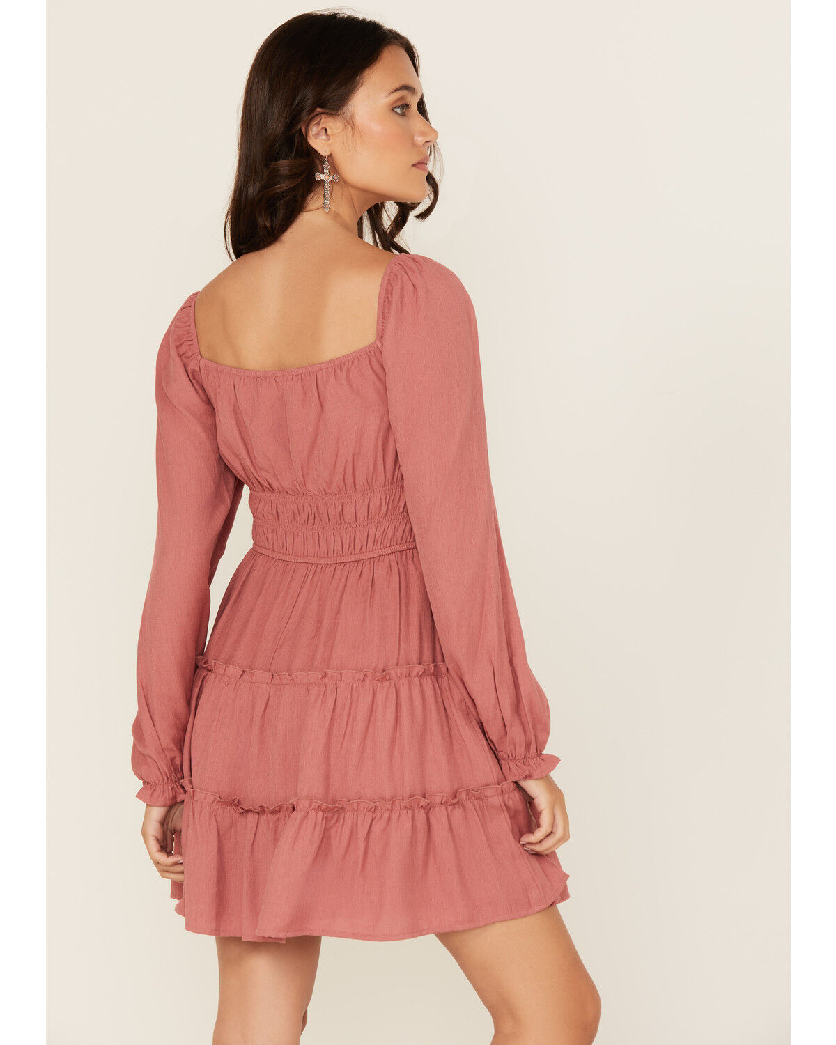 Ash & Violet Women's Solid Long Sleeve Mini Dress