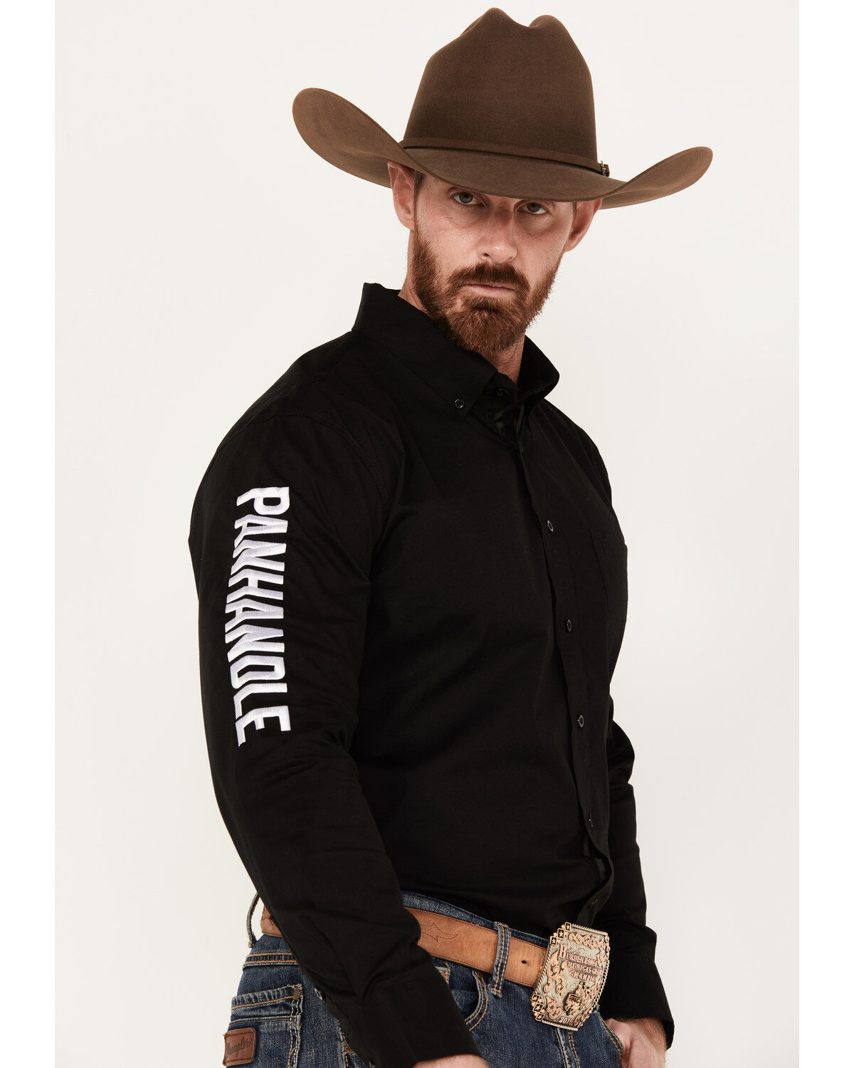 Panhandle Select Men's Solid Long Sleeve Button-Down Western Shirt