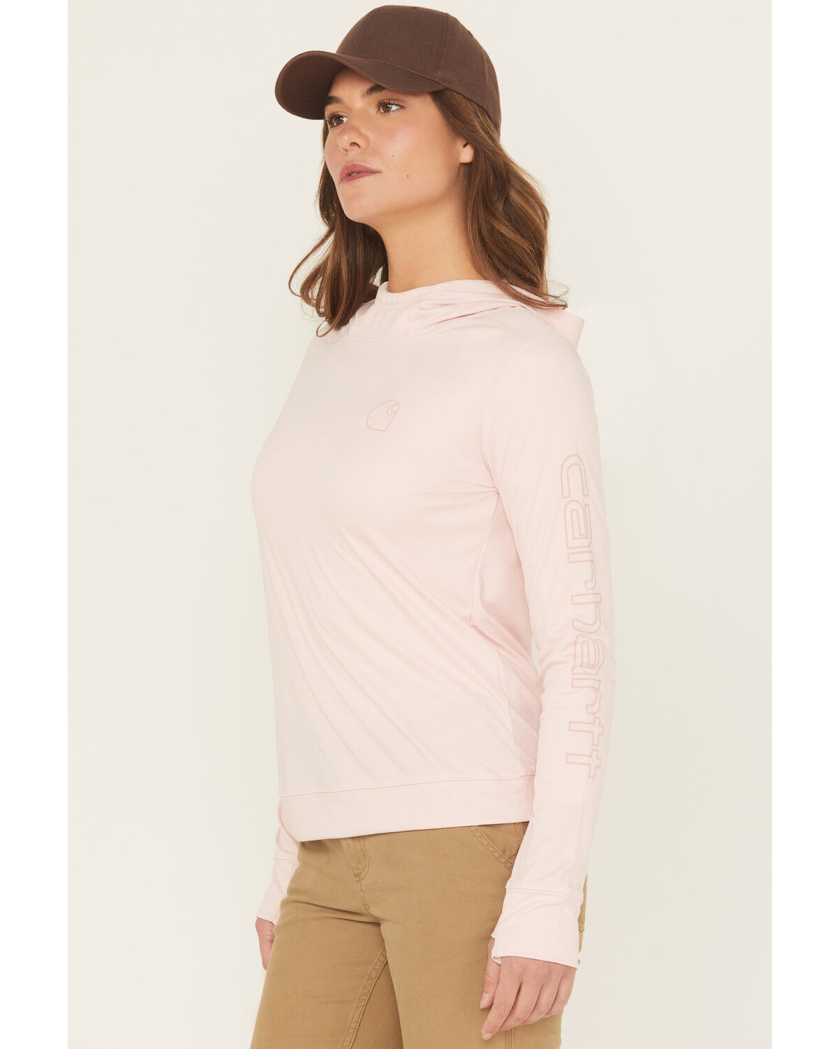 Carhartt Women's Force Sun Defender&reg; Relaxed Fit Lightweight Long Sleeve Hooded Graphic Work Shirt