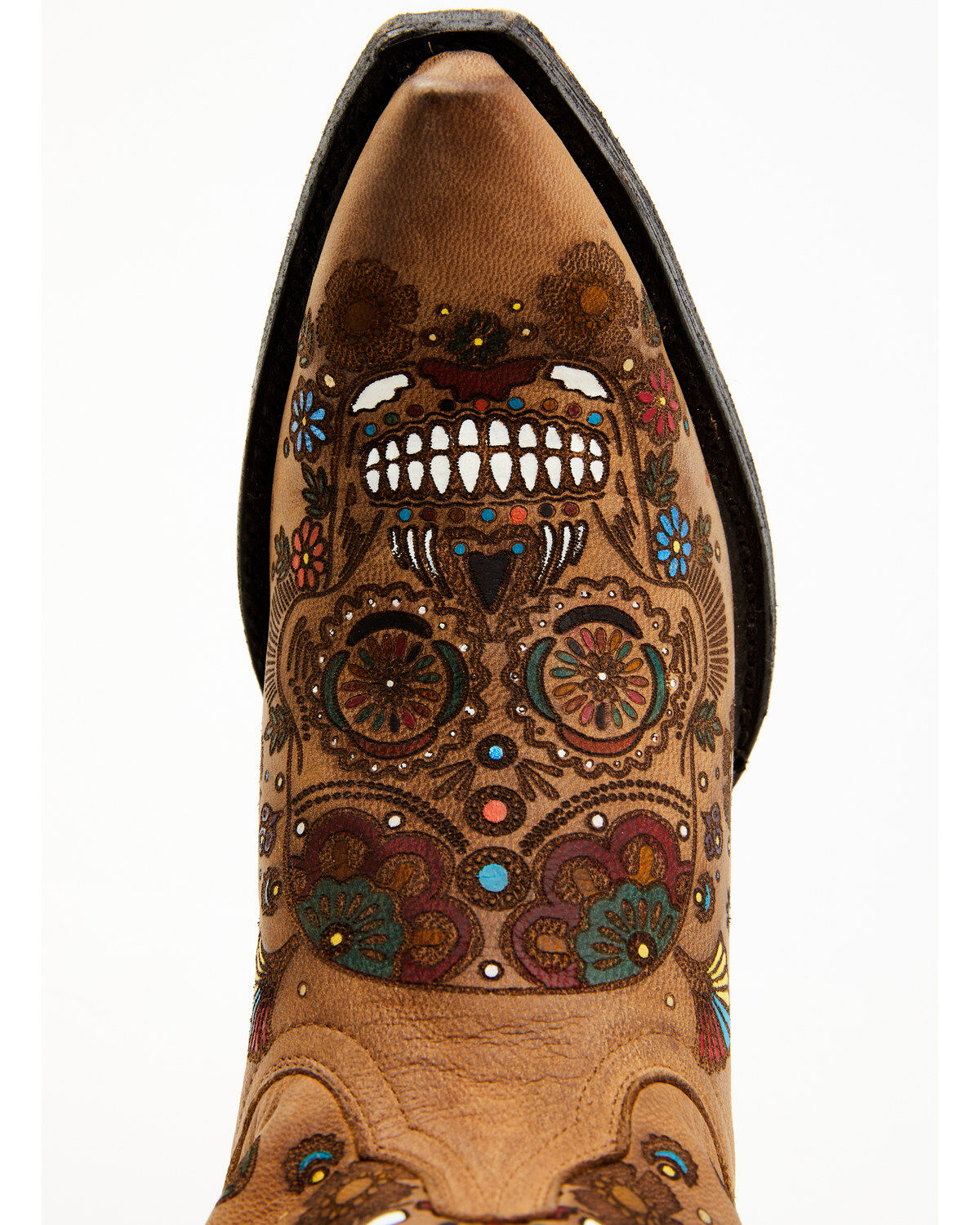 Old Gringo Women's Cavalier Skull & Floral Burnished Tall Western Leather Boots - Snip Toe