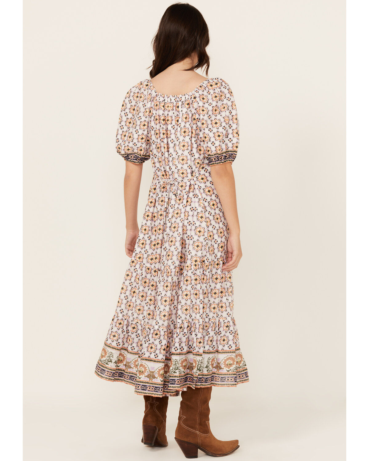 Cleobella Women's Paula Geo Print Short Sleeve Midi Dress