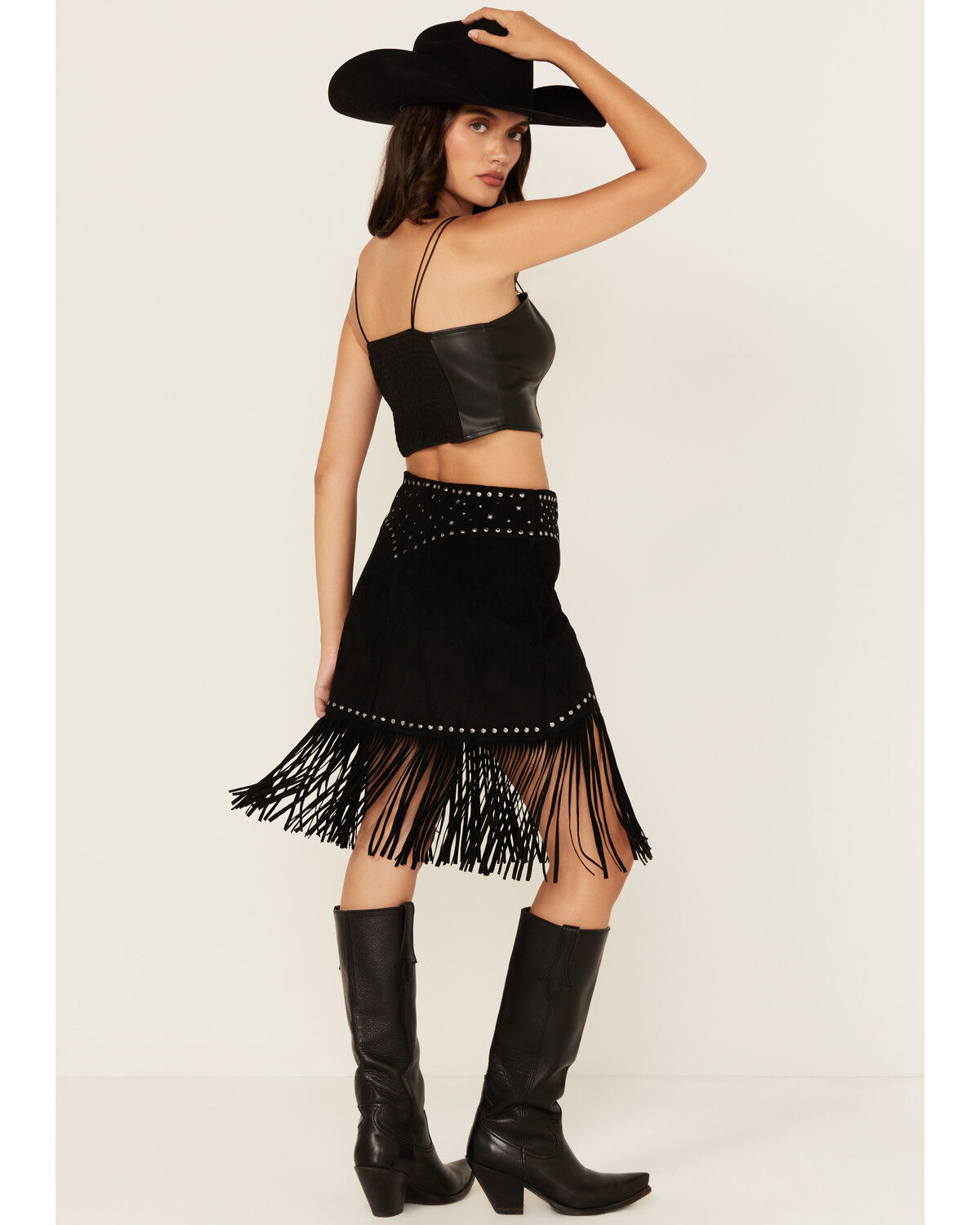 Rock & Roll Denim Women's Fringe Buckle Skirt