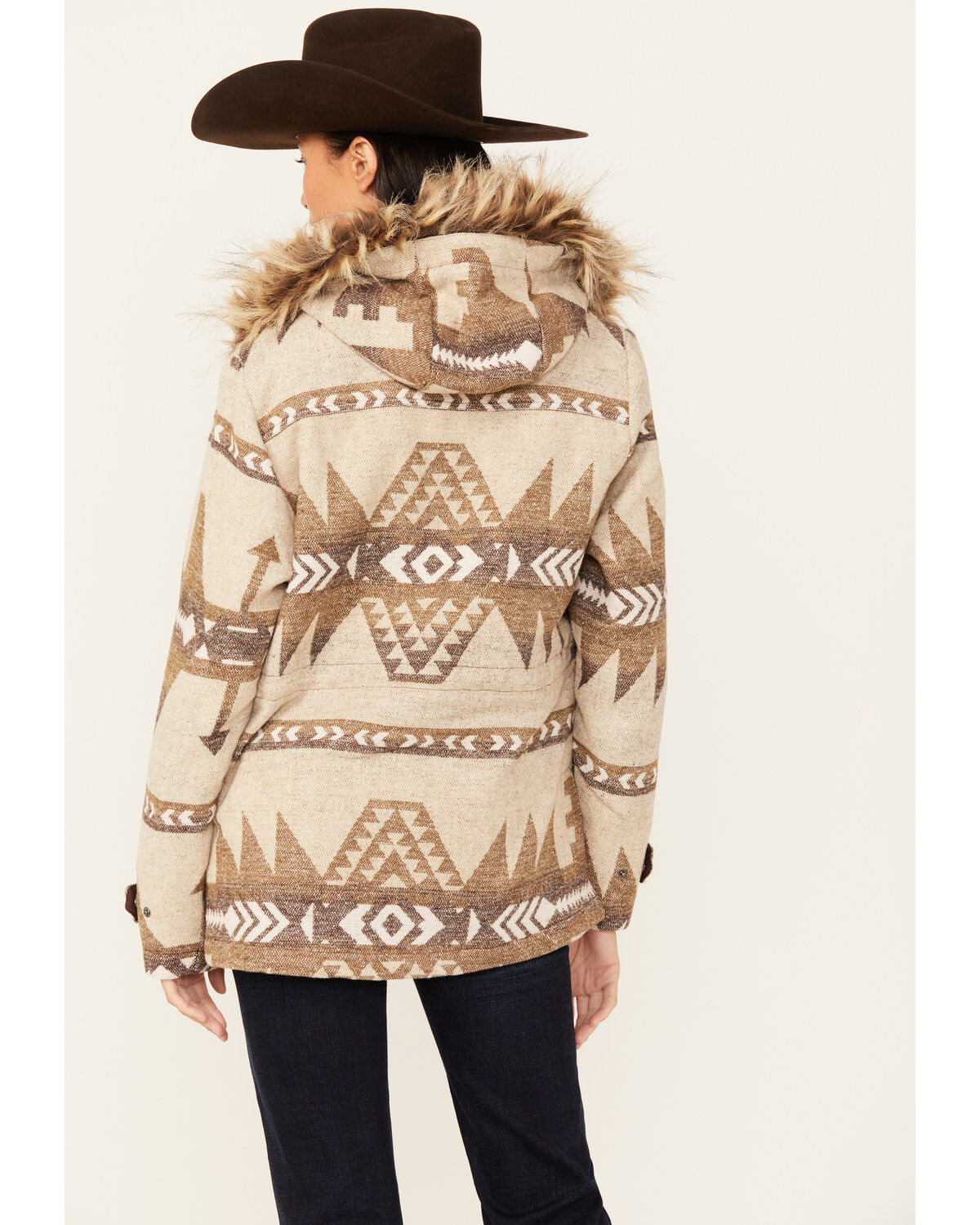 Outback Trading Co Women's Boot Barn Exclusive Southwestern Print Fur Trim Myra Jacket