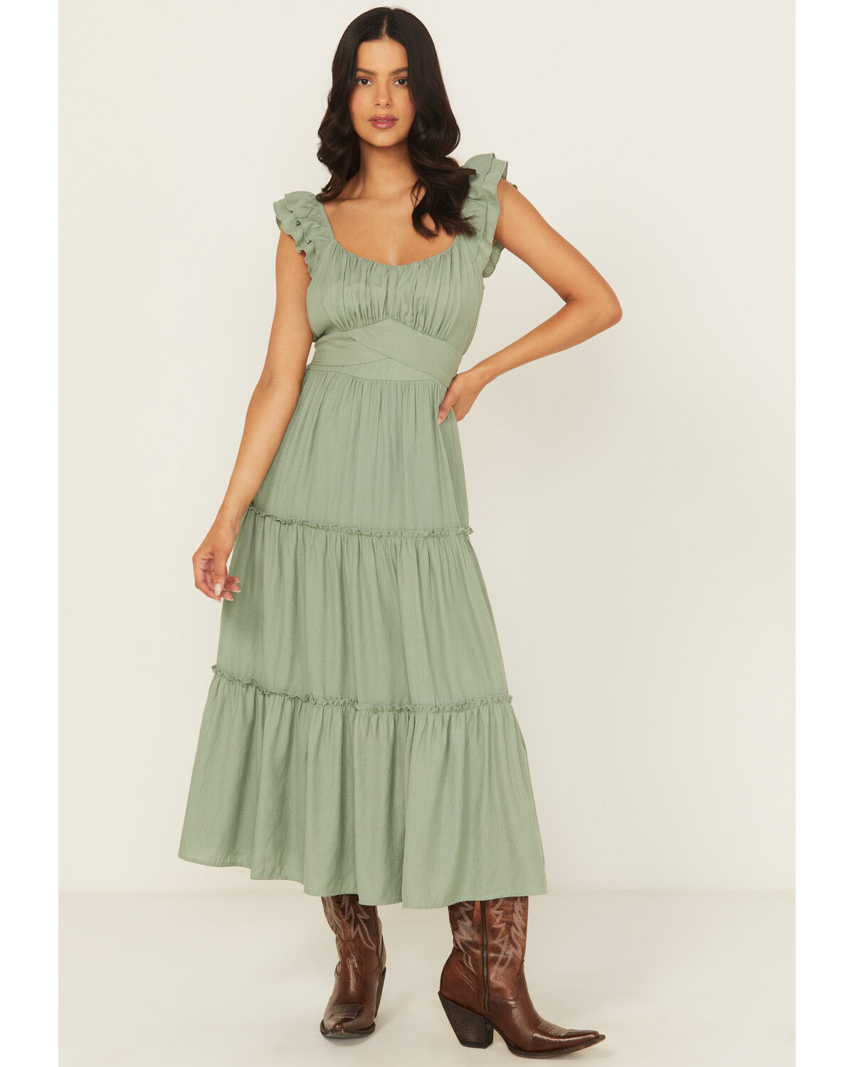 Ash & Violet Women's Flutter Sleeve Midi Dress