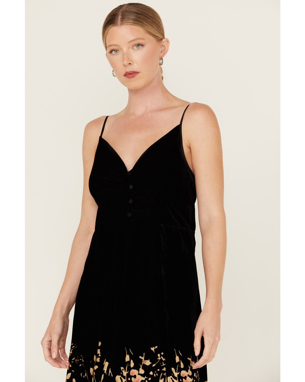 Beyond The Radar Women's Velour Printed Midi Dress