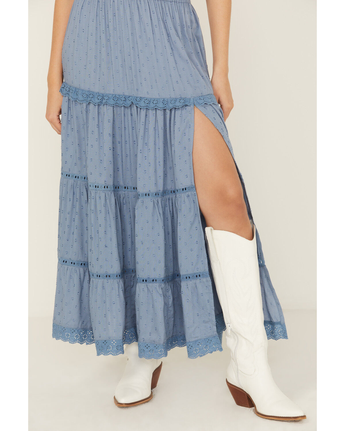 Angie Women's Crochet Trim Tiered Skirt