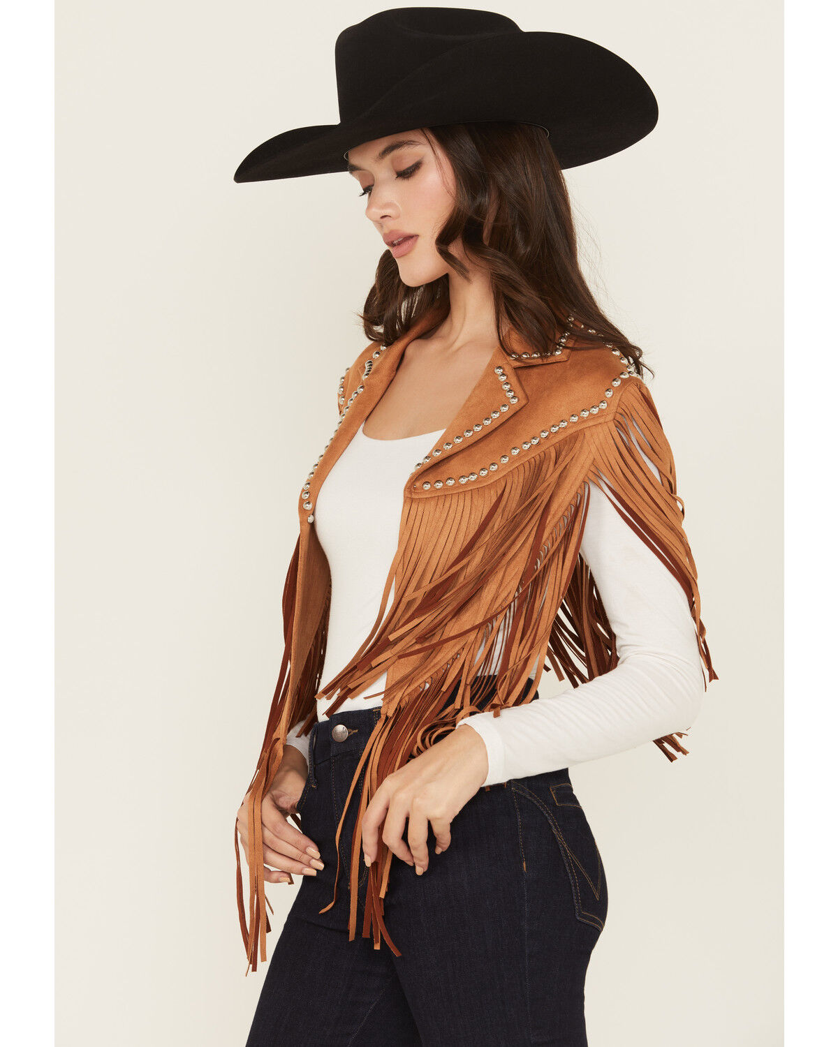 Saints & Hearts Women's Faux Suede Studded Cape