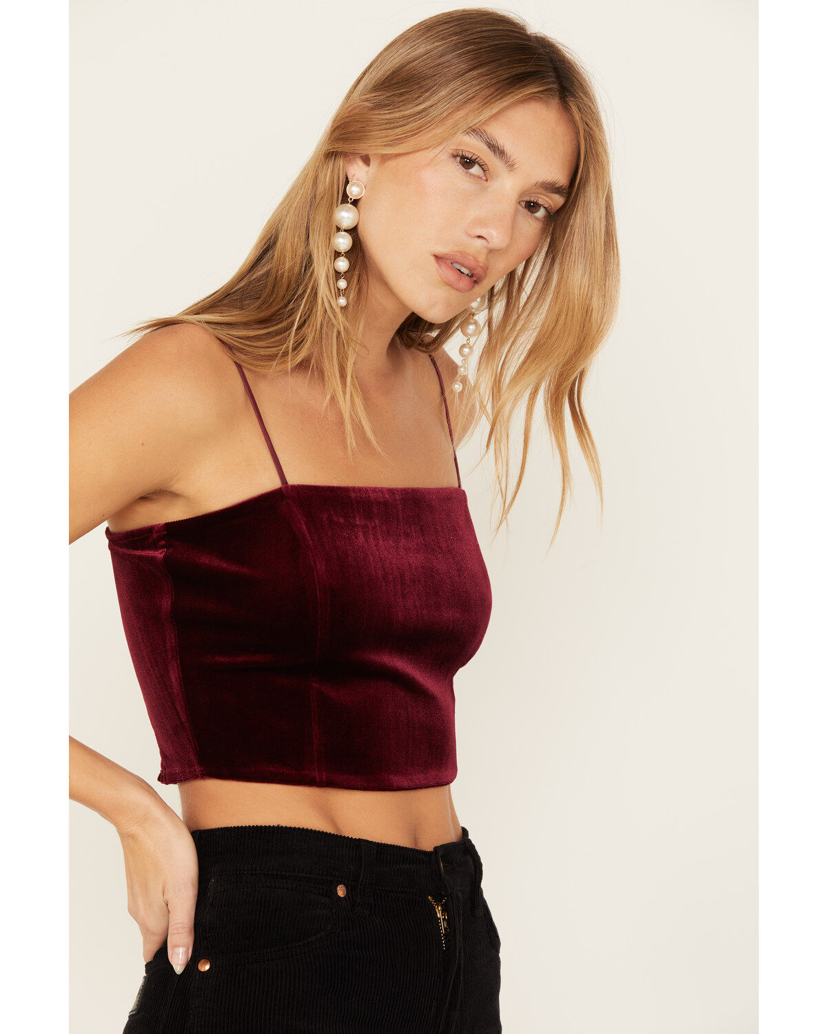 Sadie & Sage Women's Misty Velvet Crop Cami Top