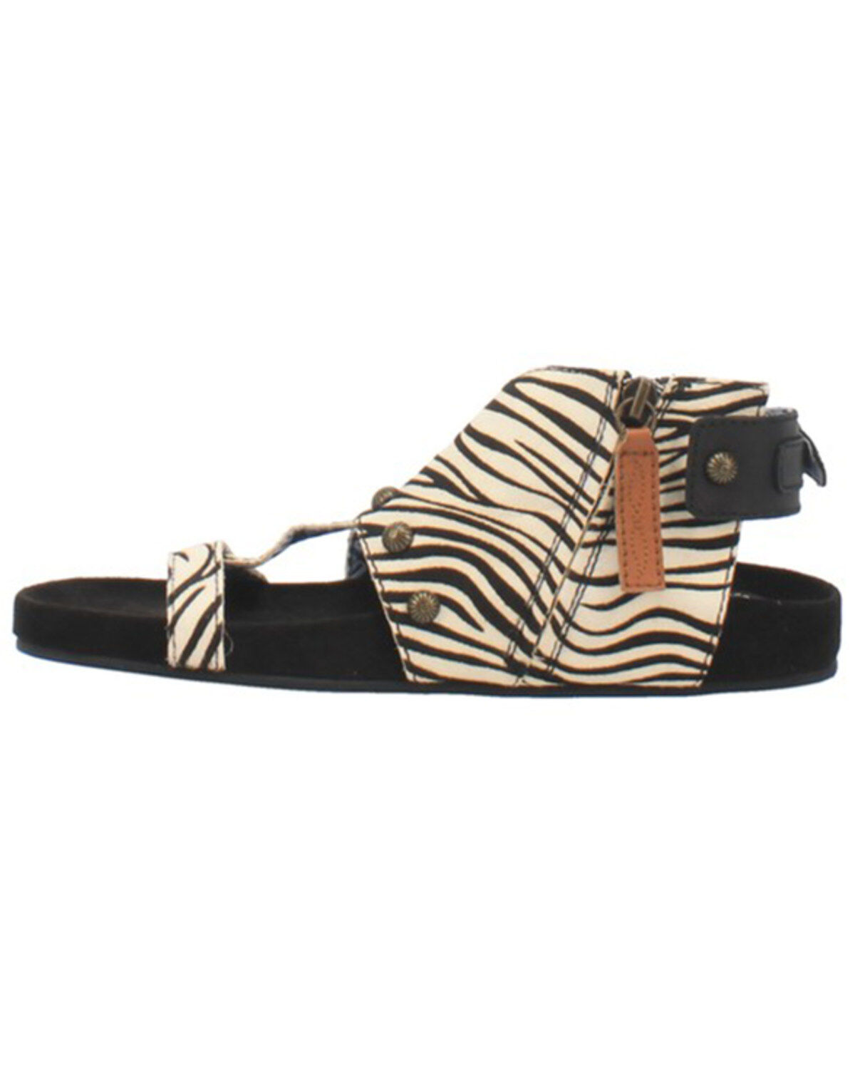 Dingo Women's Sage Brush Zebra Print Calf Hair Sandal