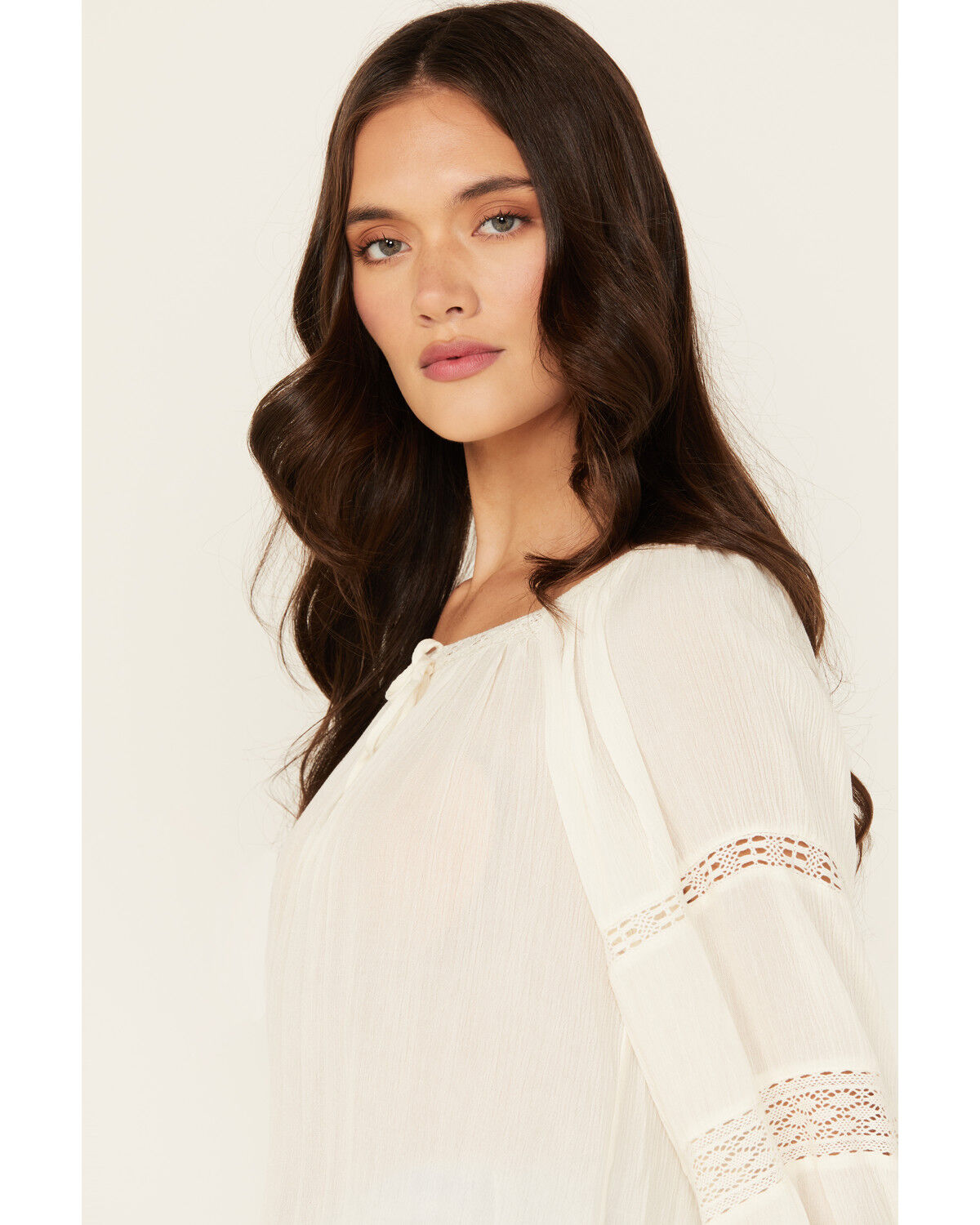 Jolt Women's Lace Trim Peasant Top