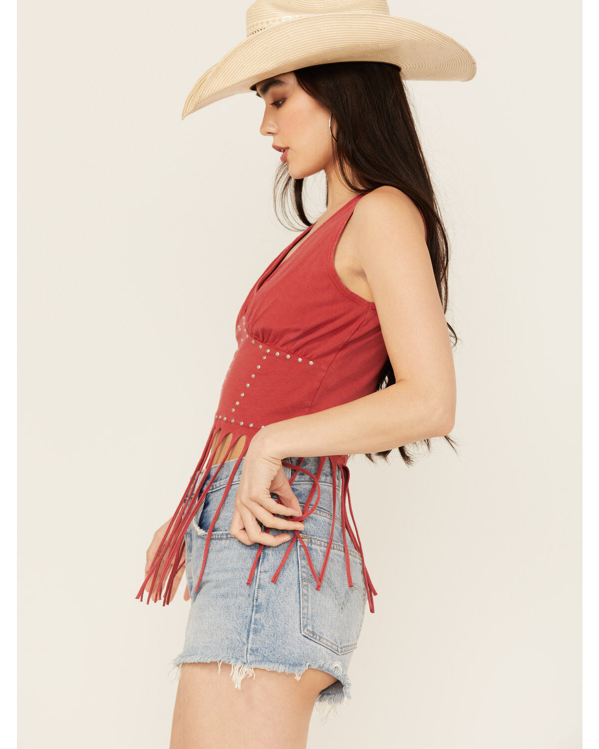 Rock & Roll Denim Women's Studded Fringe Tank