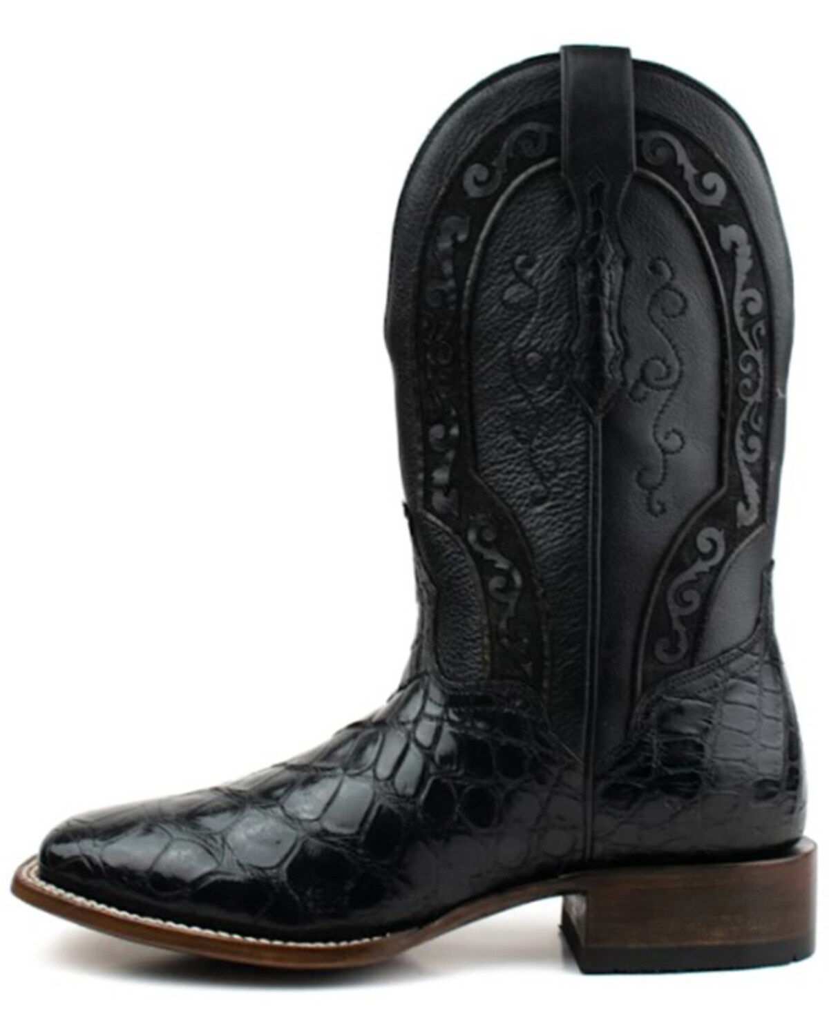 El Dorado Men's Scallop American Alligator Exotic Western Boot - Broad Square Toe