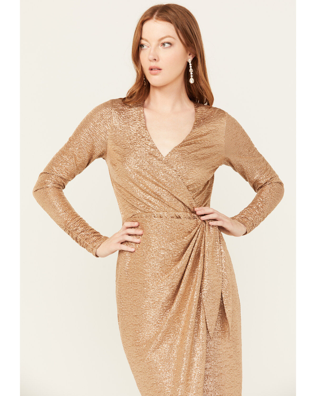 Show Me Your Mumu Women's Confetti Long Sleeve Kimora Wrap Midi Dress